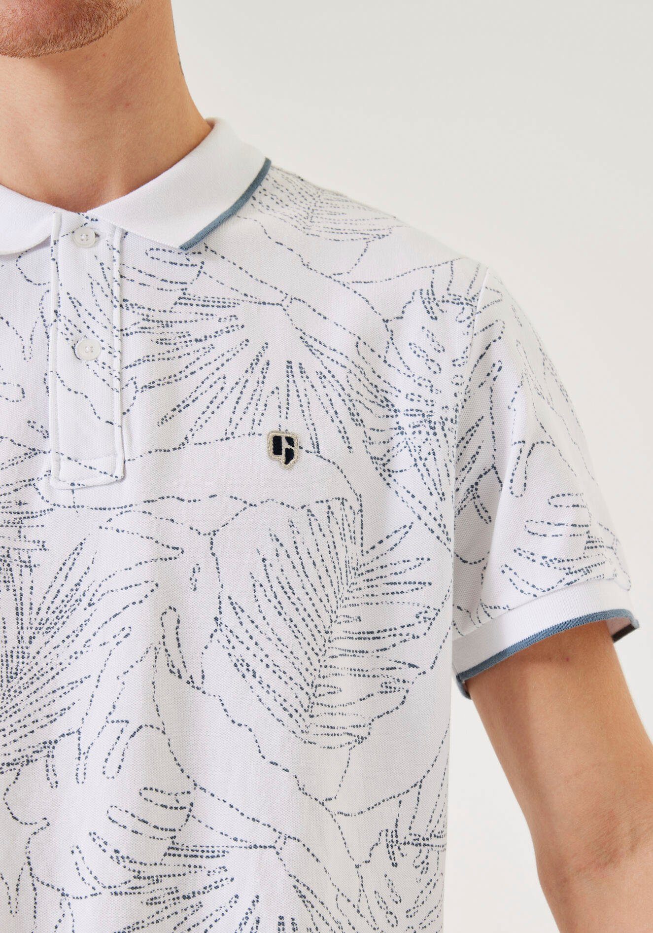 Garcia Poloshirt met een gebloemd motief all-over
