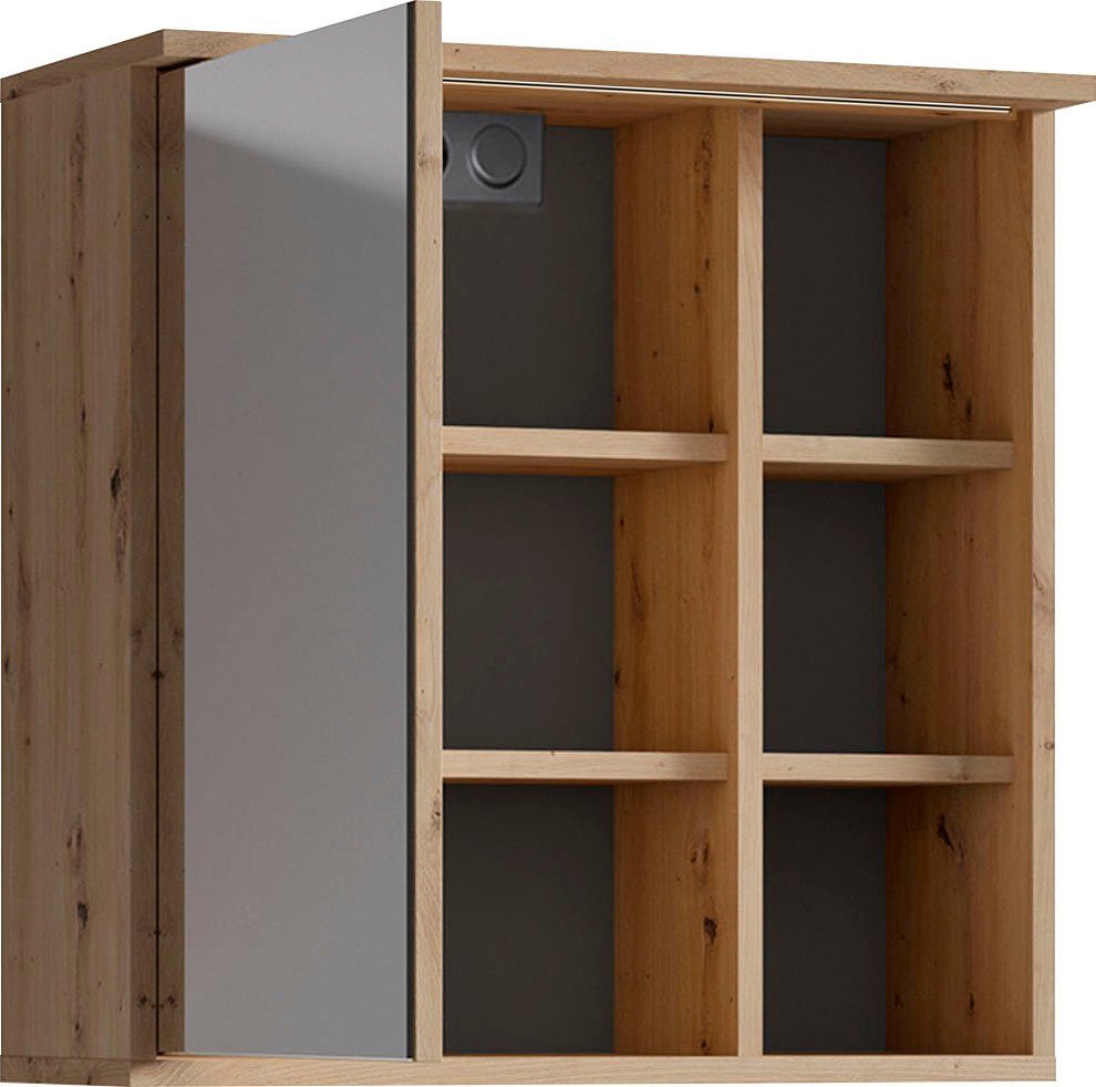 byLIVING Spiegelkast Wellness 60cm badkamerkast met led-verlichting, grote spiegel en veel opbergruimte (1 stuk)
