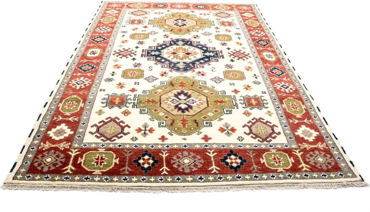 morgenland Wollen kleed Kazak-kleed met de hand geknoopt beige