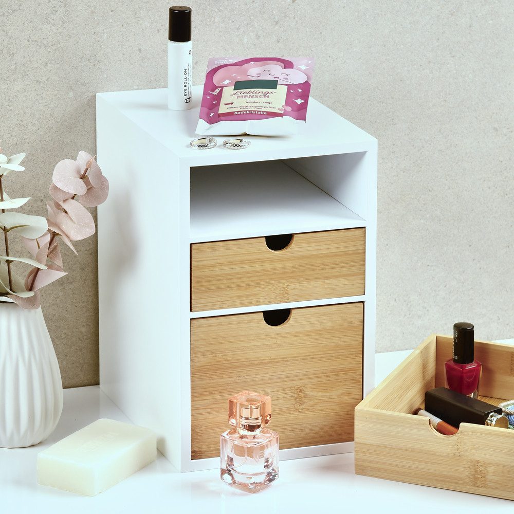 KESPER for kitchen & home Stellingkast Mini-commode met 3 legplanken, wit/bruin, FSC (1 stuk)