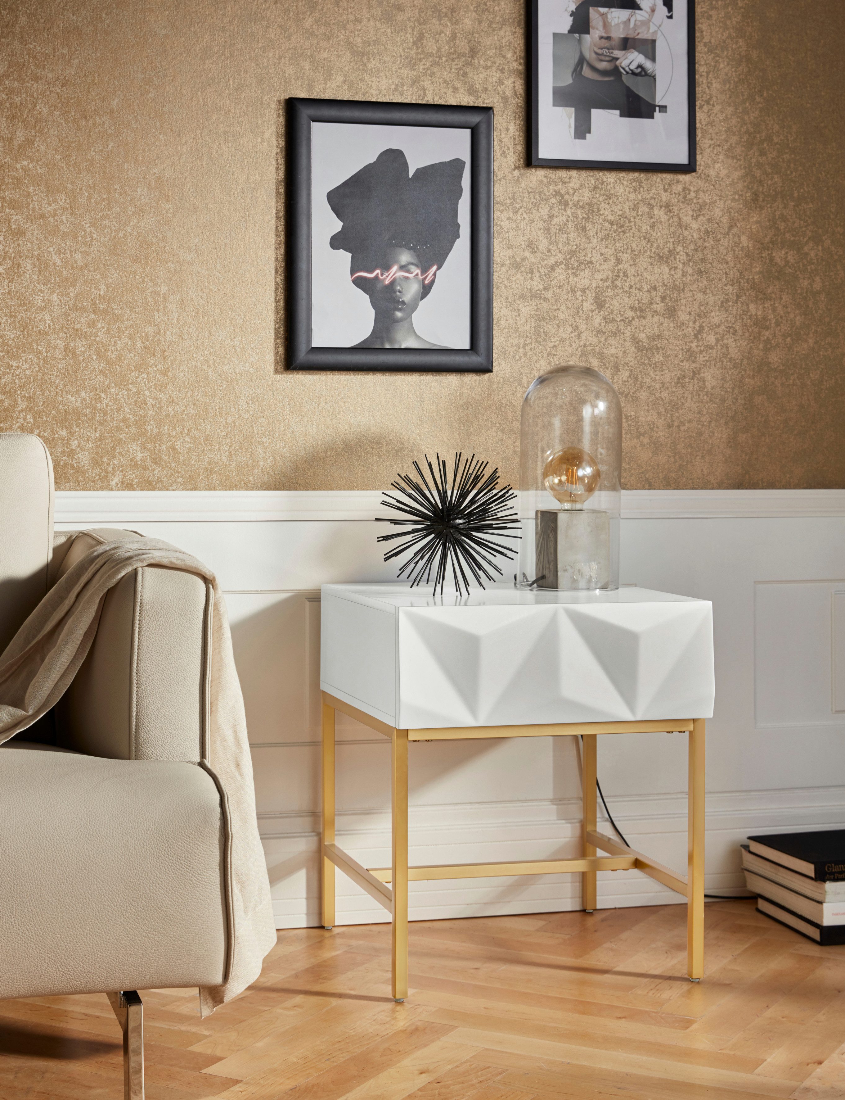 Leonique Bijzettafel Minfi, TOPSELLER!, OTTOs keuze Lade met 3D-front, ook als nachtkastje geschikt, breedte 50 cm