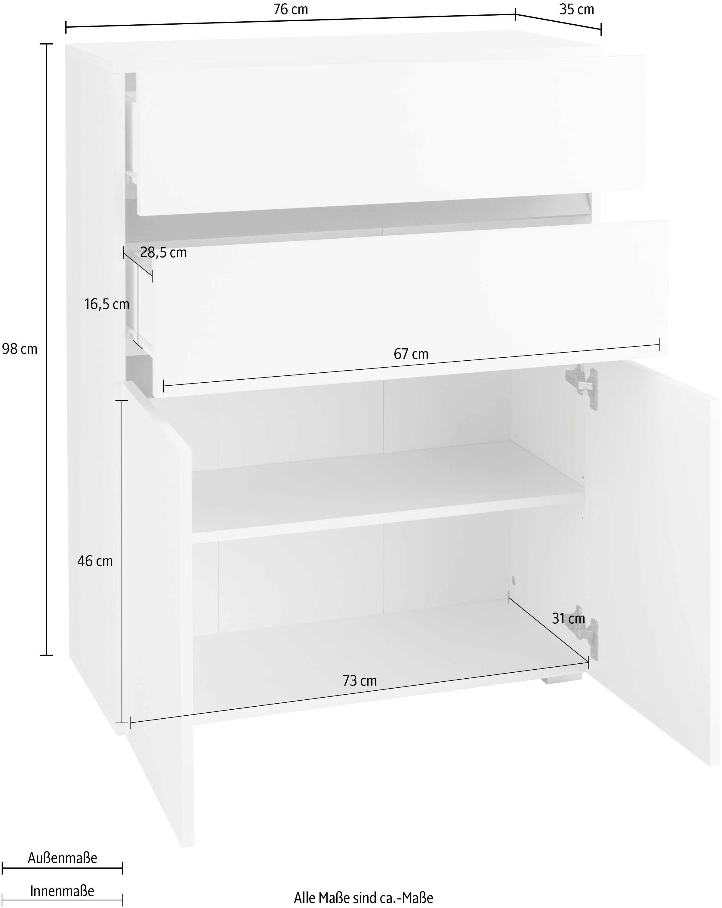 Home affaire Halfhoge kast Wisla Hoogte 98 cm, met deuren en lades