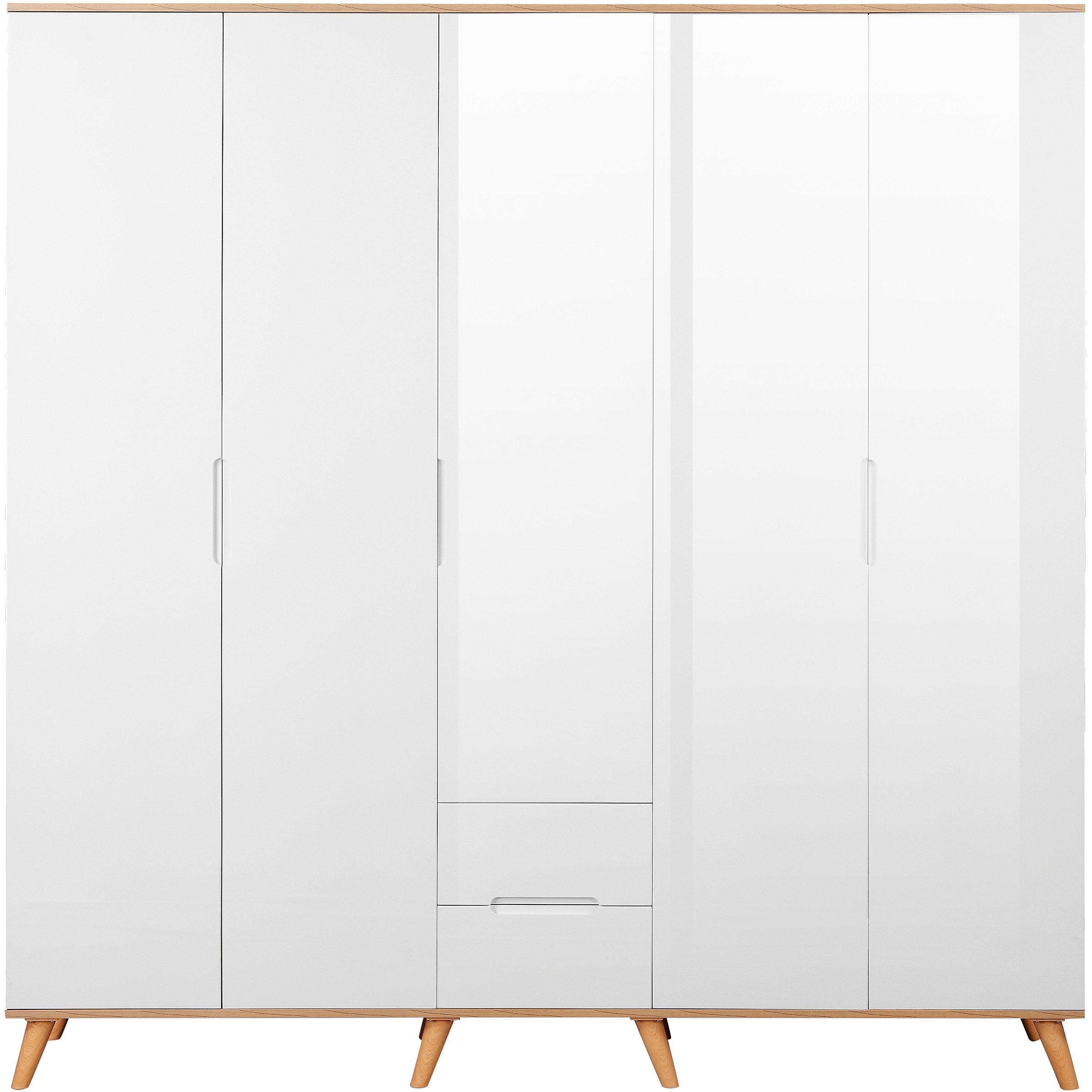andas Kledingkast Lund slaapkamerkast bestseller in Scandinavisch design Kledingkast met premium binneninrichting, breedte 200 cm hoogglans