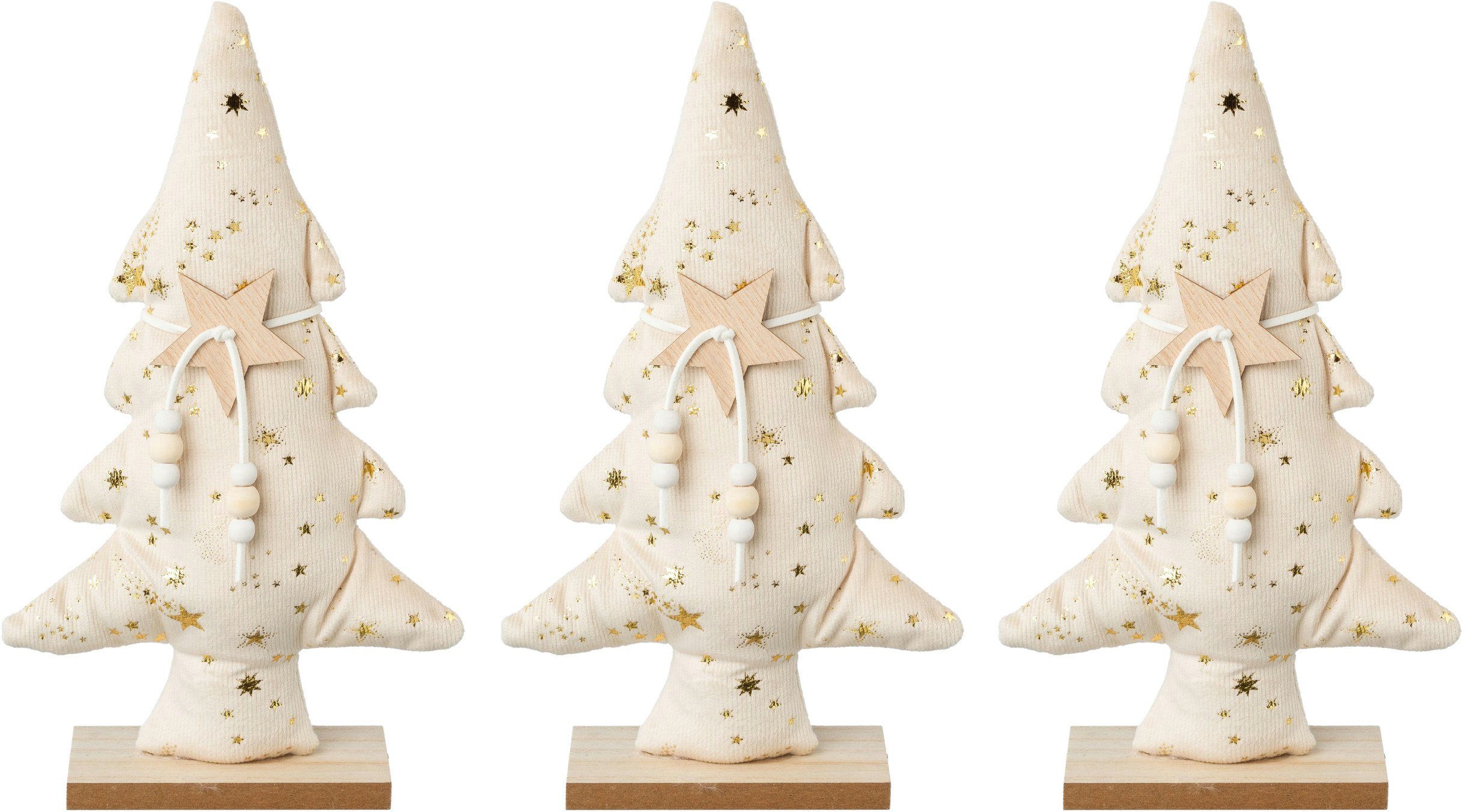 Creativ deco Deco-boom Kerst versiering uit fluweelstof met applicaties (3 stuks)