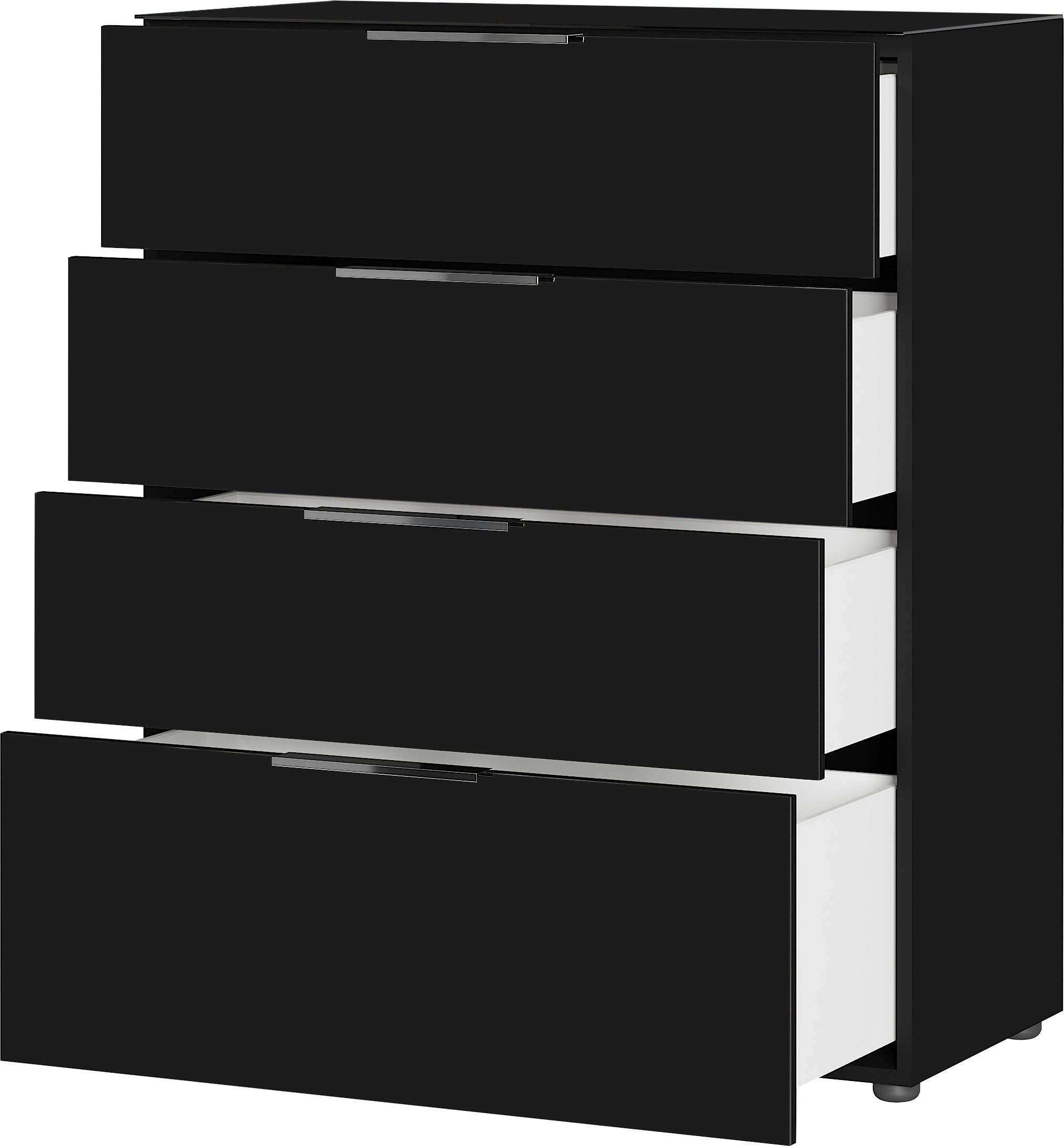 GERMANIA Kast met laden en deuren OAKLAND Breedte 83 cm , fronten en bovenblad met glas-inlay