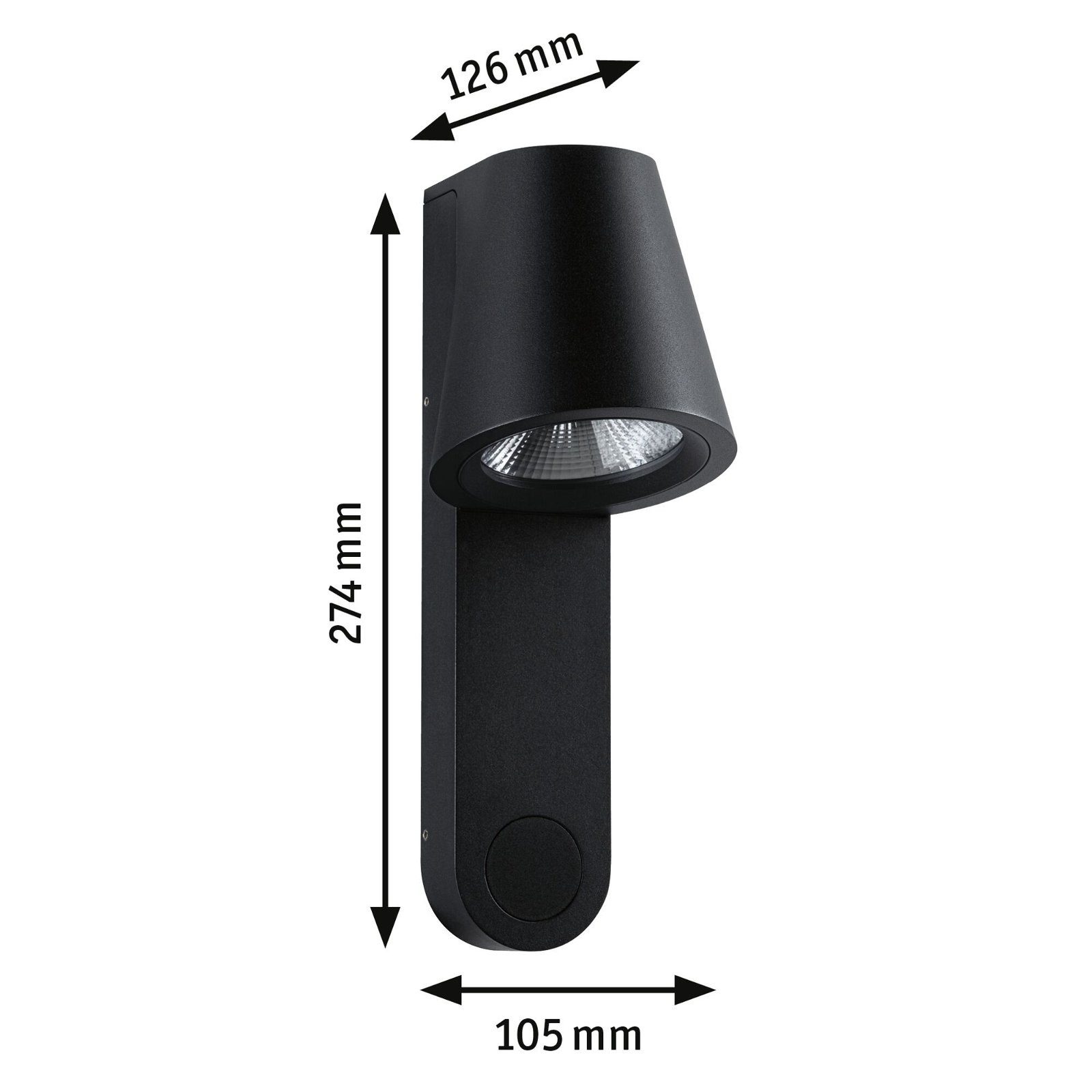 Paulmann Led-wandlamp voor buiten IP44 105x127mm 3000K 9W 700lm 230V 65° Antraciet Aluminium (1 stuk)