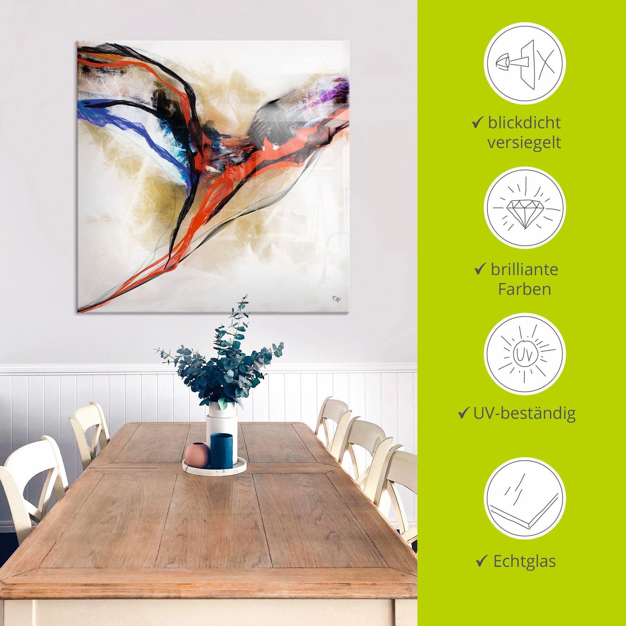 Artland Print op glas Engel - abstract I in verschillende maten