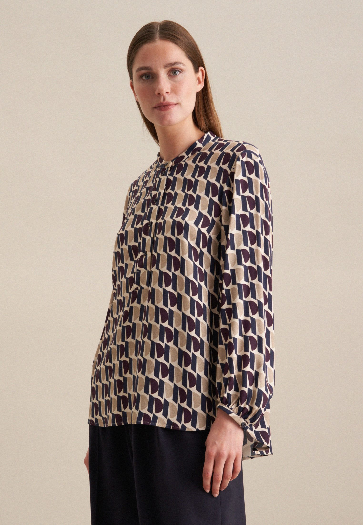 Seidensticker Klassieke blouse Zwarte roos Tuniek print