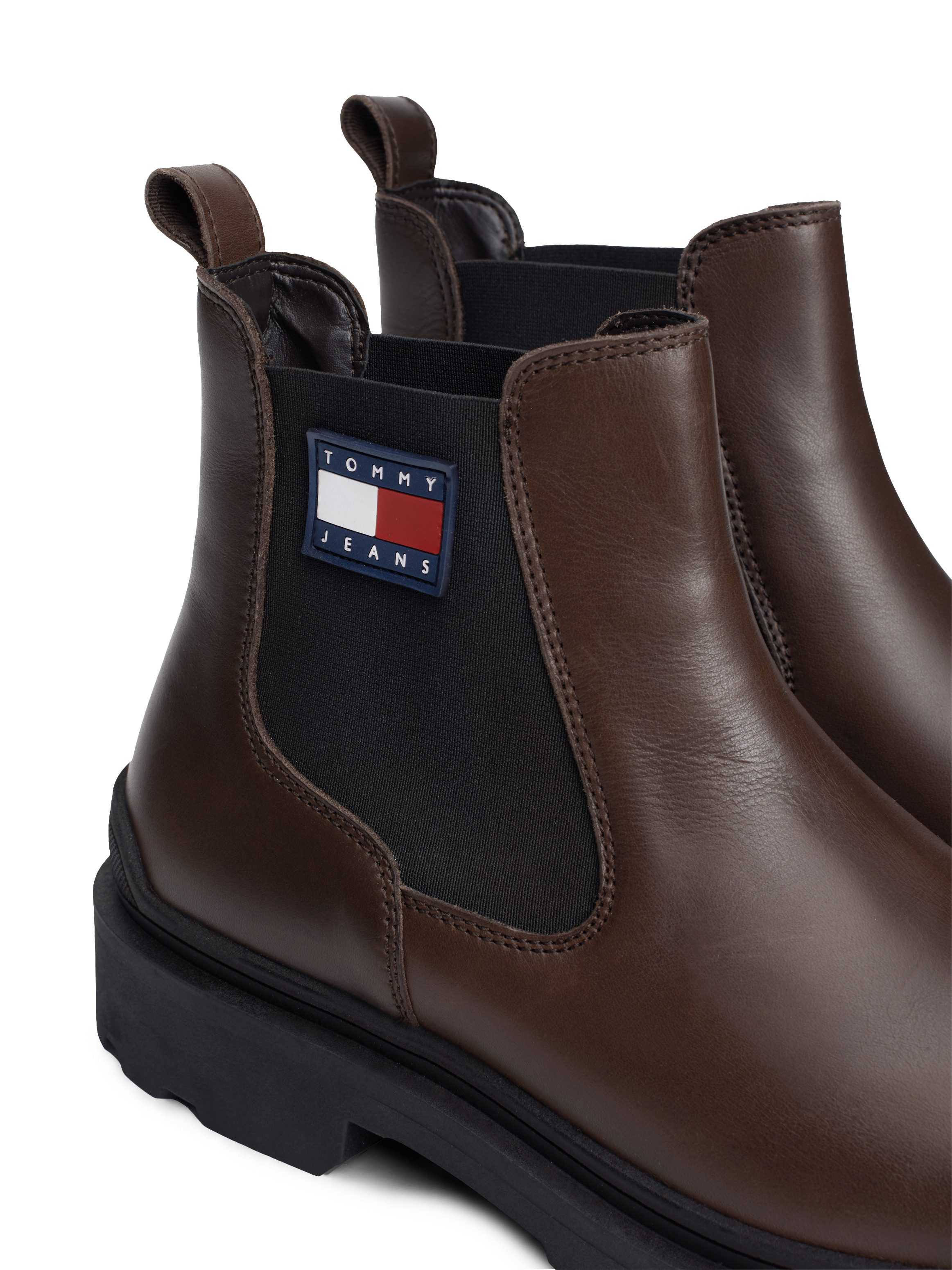 TOMMY JEANS Chelsea-boots TJM LEATHER CHELSEA BOOT hakken, zakelijke mode, instaplaarzen, enkellaars, breedte g