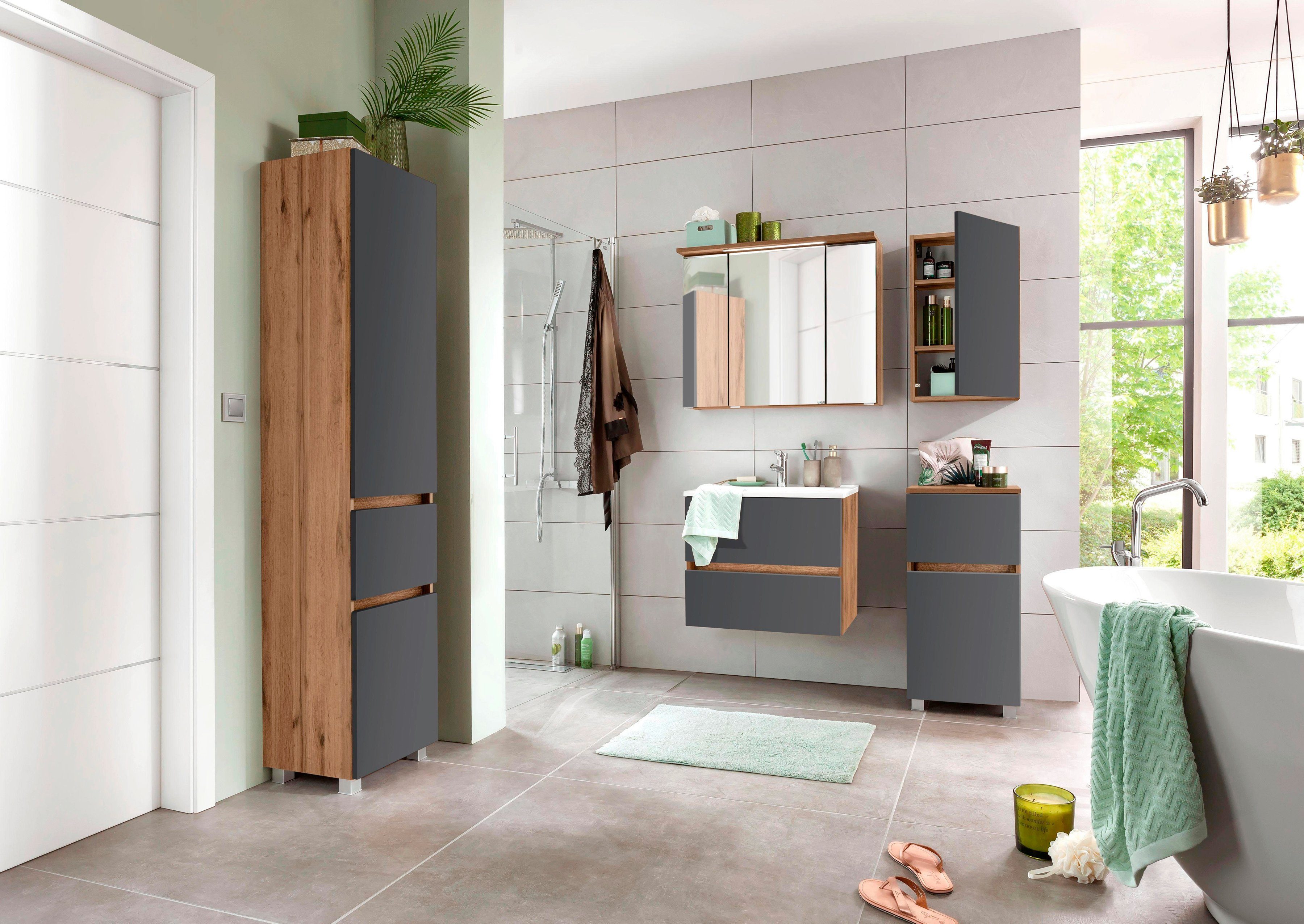 welltime Wastafelonderkast Lucca Badkamermeubel, wastafelonderkast inclusief wasbak, breedte 60 cm