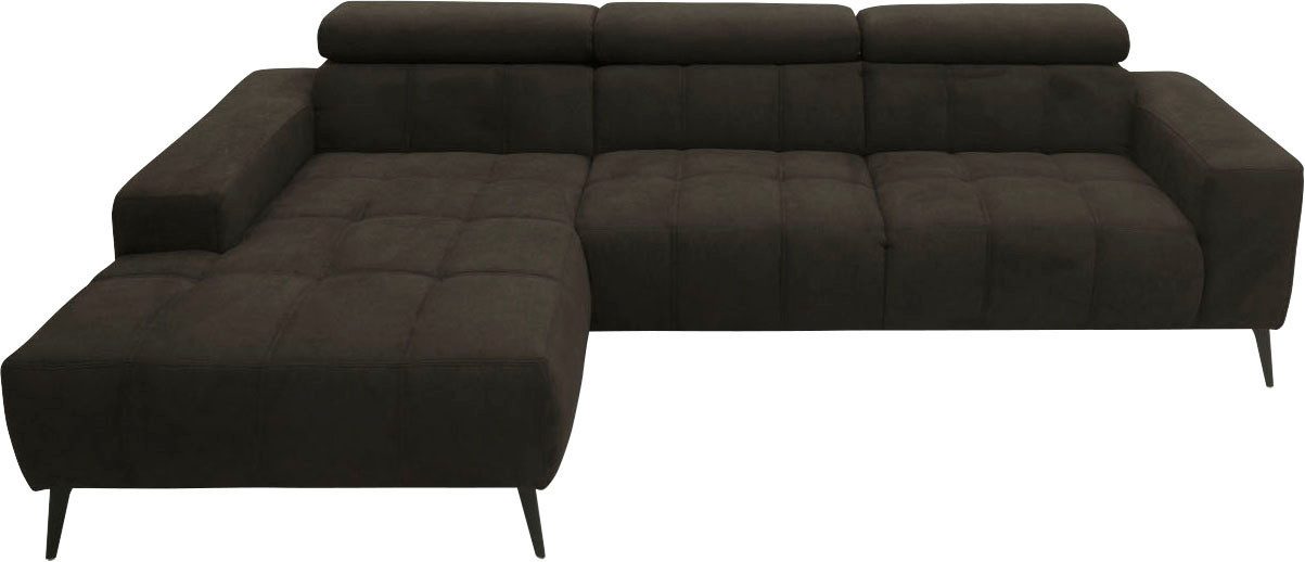 DOMO collection Hoekbank Trento L-vorm, met sledevoet of enkele voet naar keuze met verstelbare hoofdsteun, récamier links/rechts bestelbaar