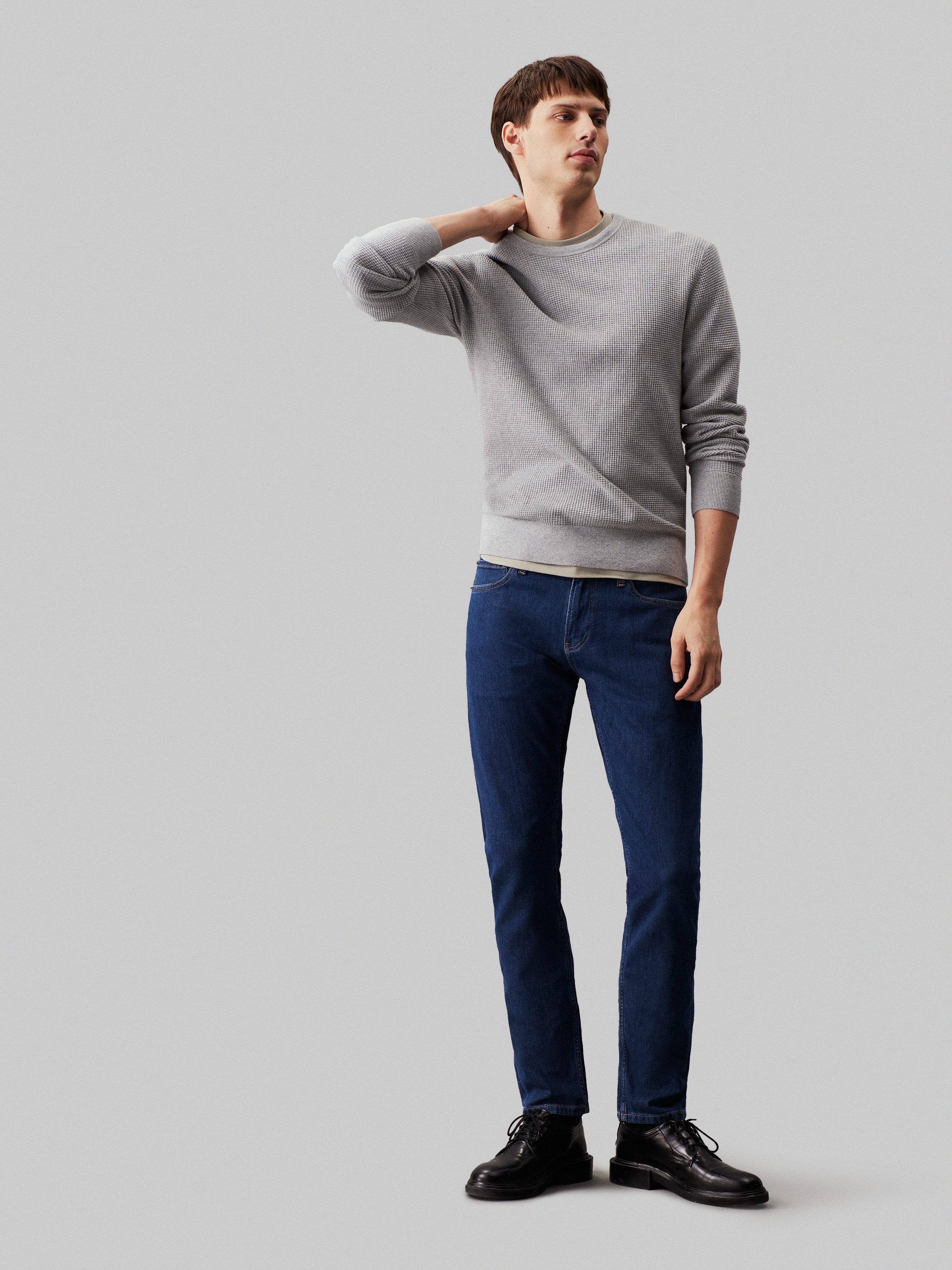 Calvin Klein Trui met ronde hals WAFFLE STRUCTURE SWEATER
