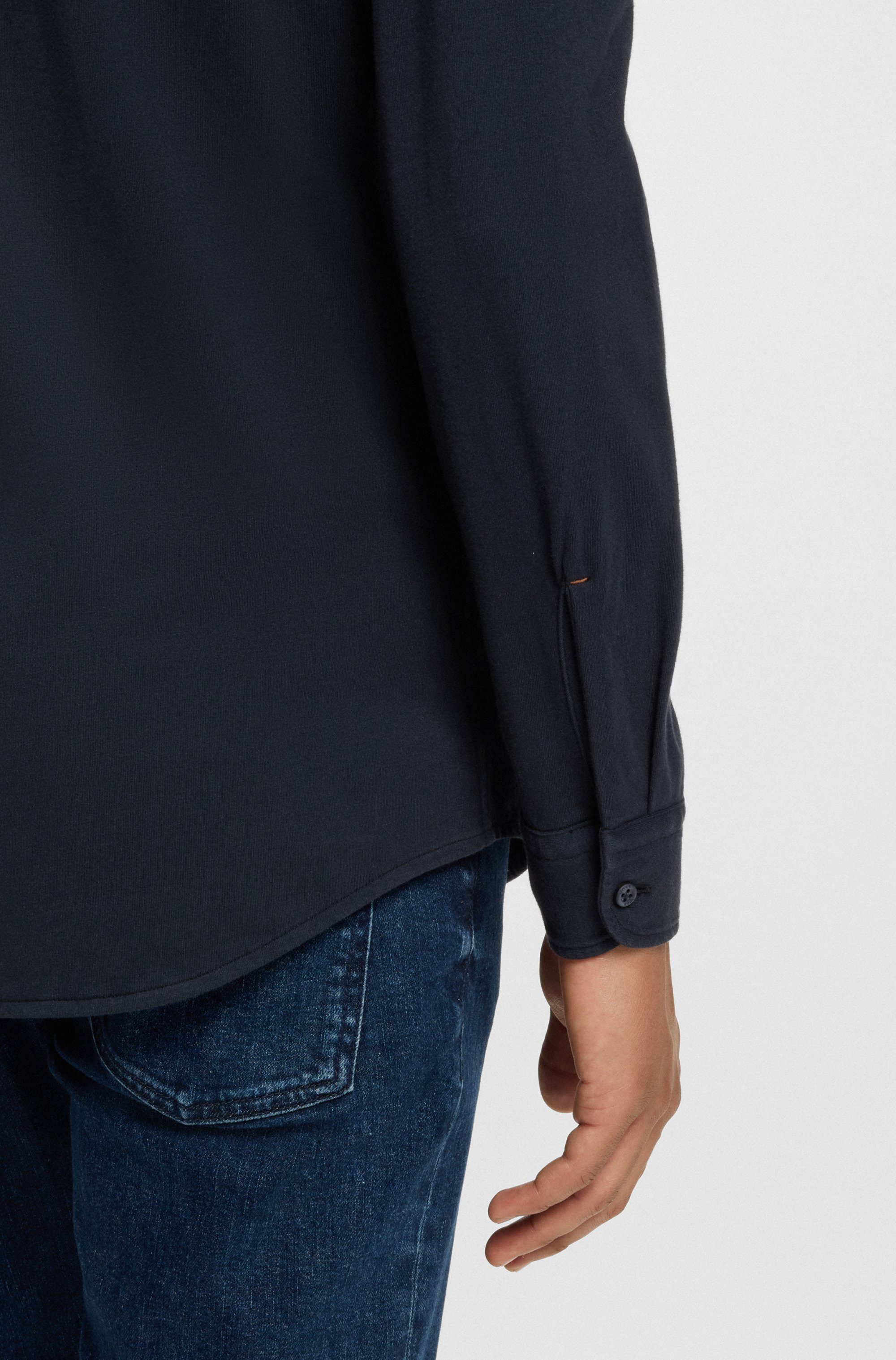 Boss Orange Overhemd met lange mouwen Myjersey met logoborduursel