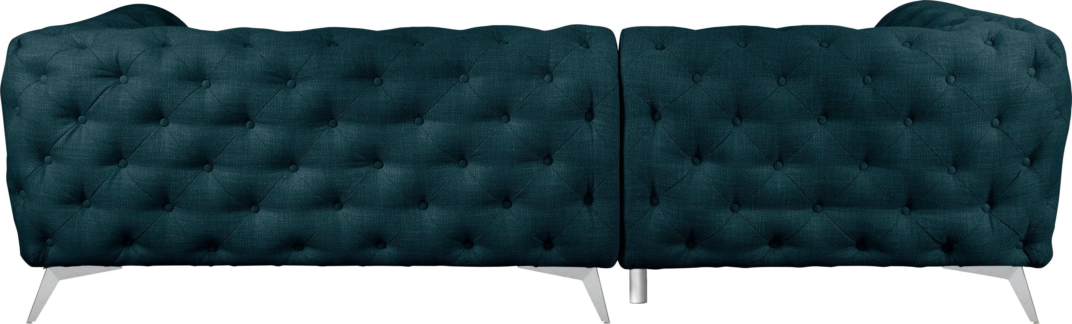 Leonique Chesterfield-bank Glynis L-vorm luxueuze capitonnage, moderne chesterfield look, kleur van de poten ter keuze