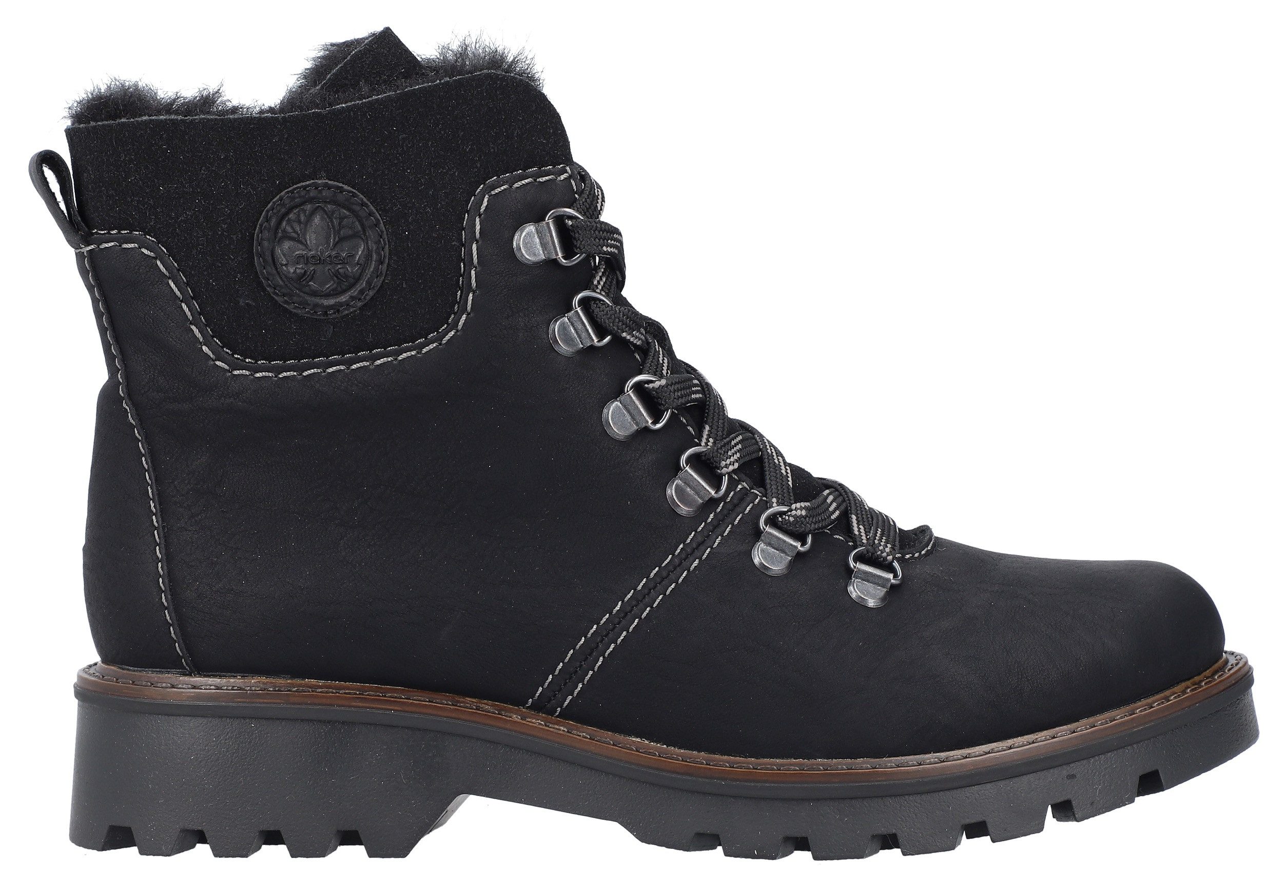 Rieker Winterlaarsjes , veterschoenen, outdoor enkellaars, bergbeklimmer-look, met warme voering