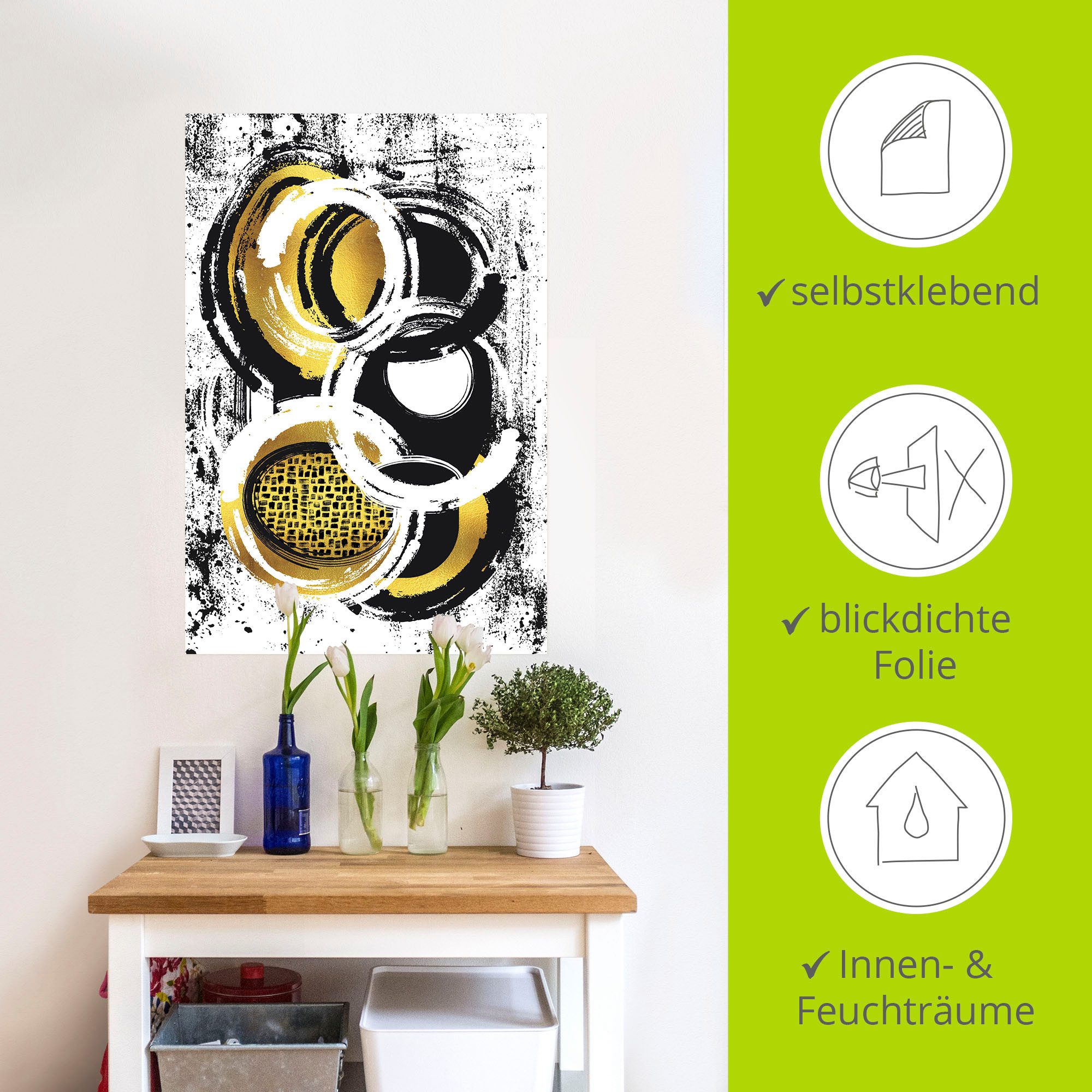 Artland Artprint Abstracte schilderkunst Nr. 2 goudkleur als artprint op linnen, poster, muursticker in verschillende maten