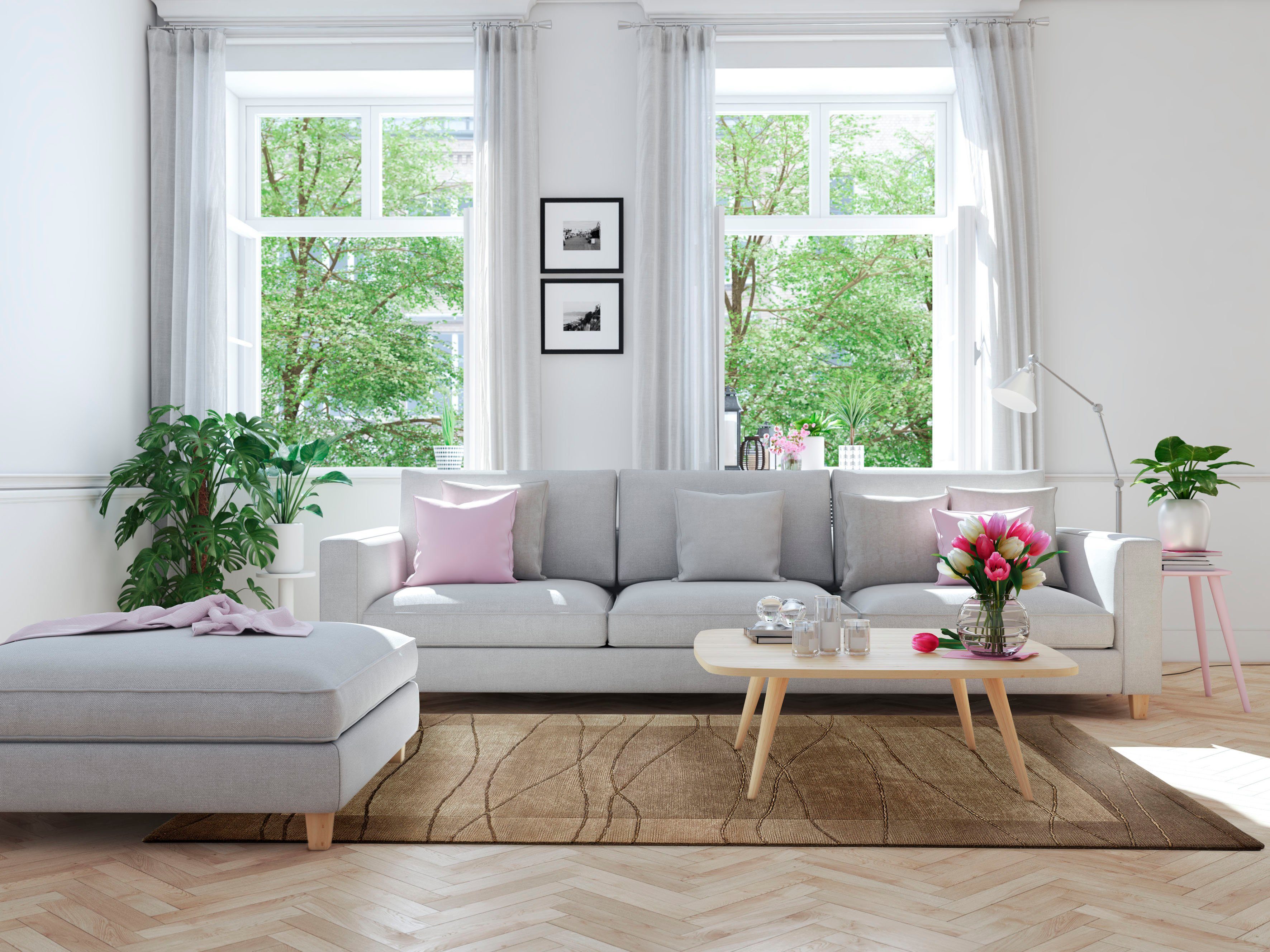 LUXOR living Wollen kleed LINEO Nepal tapijt, 100% wol, handgeknoopt, met bies