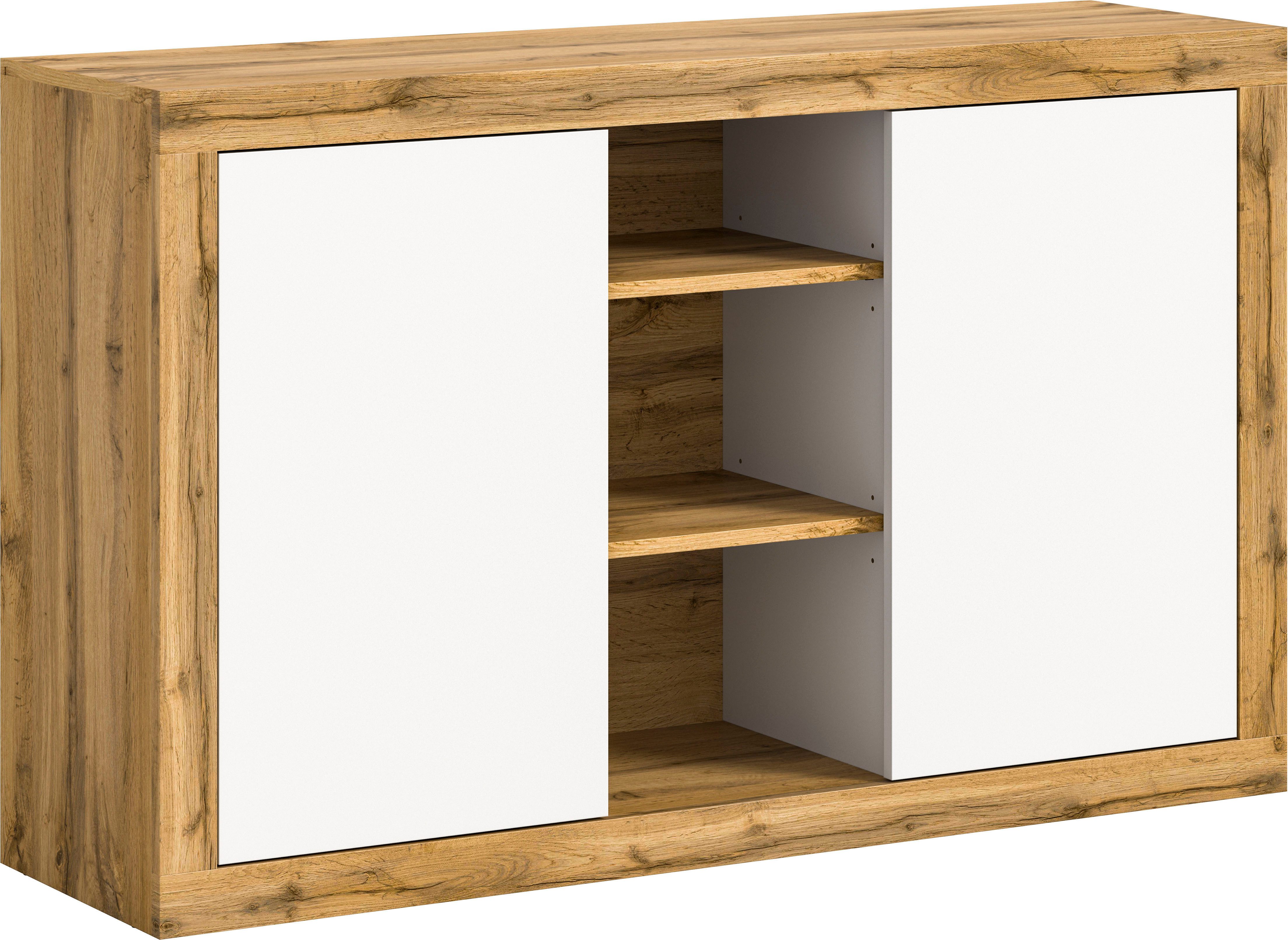 INOSIGN Dressoir Trinity, Breedte 130 cm, 2-deurs, 3 open vakken, greeploze fronten
