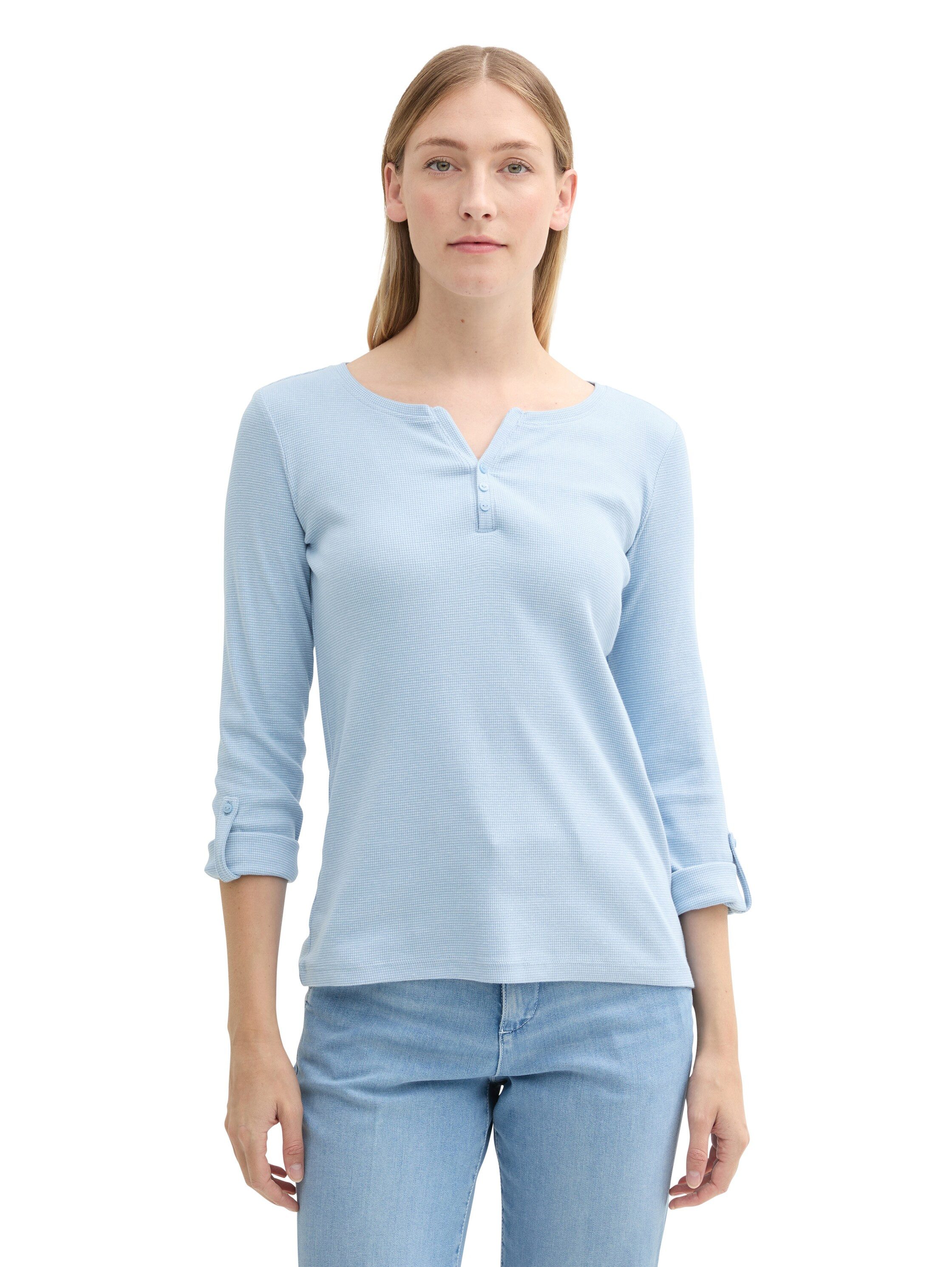 Tom Tailor Shirt met lange mouwen Tom Tailor Dames Henleyshirt dames longsleeves maat XXXL (46)
