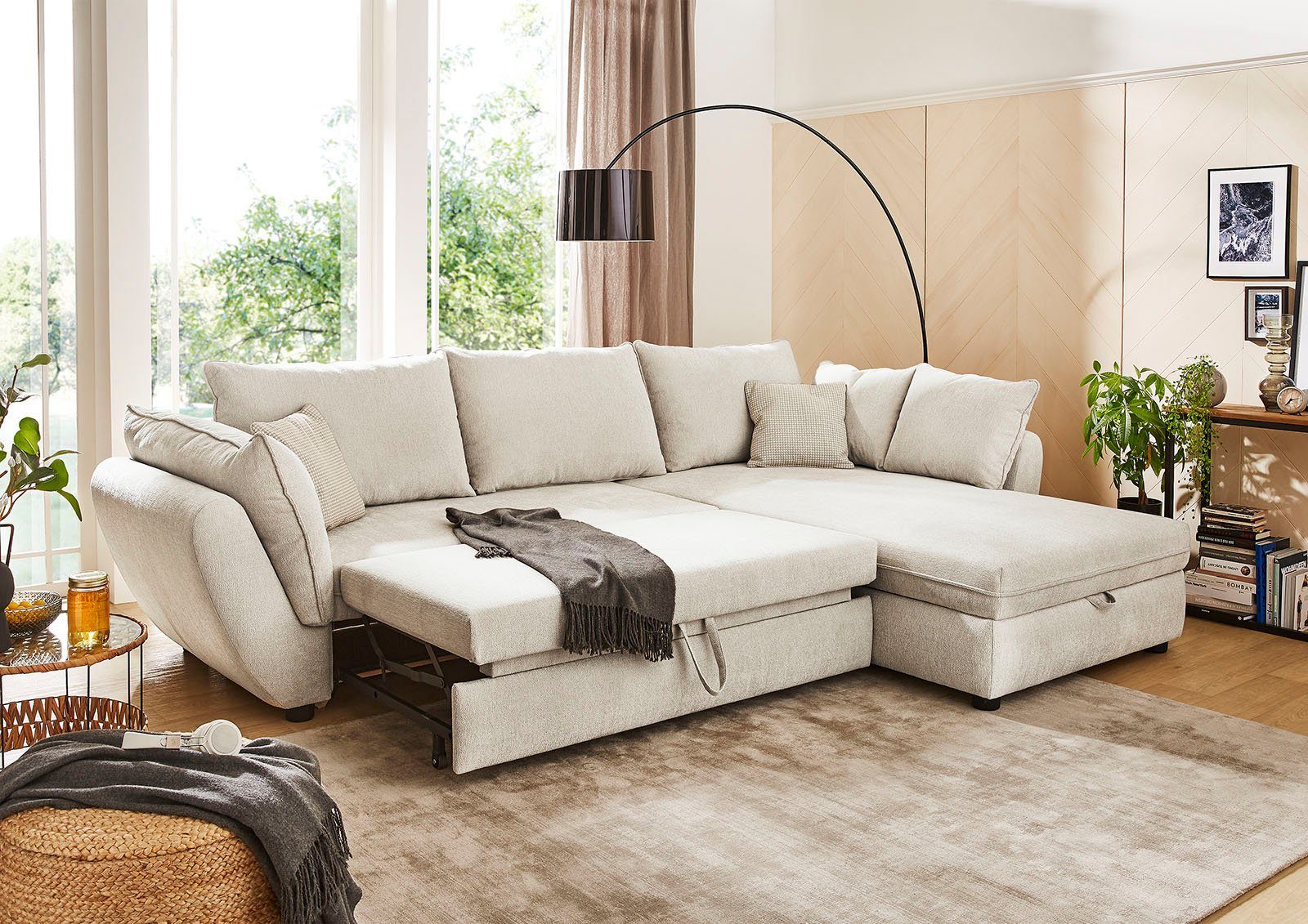 Jockenhöfer Gruppe Hoekbank Jerez L-vorm met bed- en relaxfunctie, opbergvak/bedlade, golfvering, ottomane