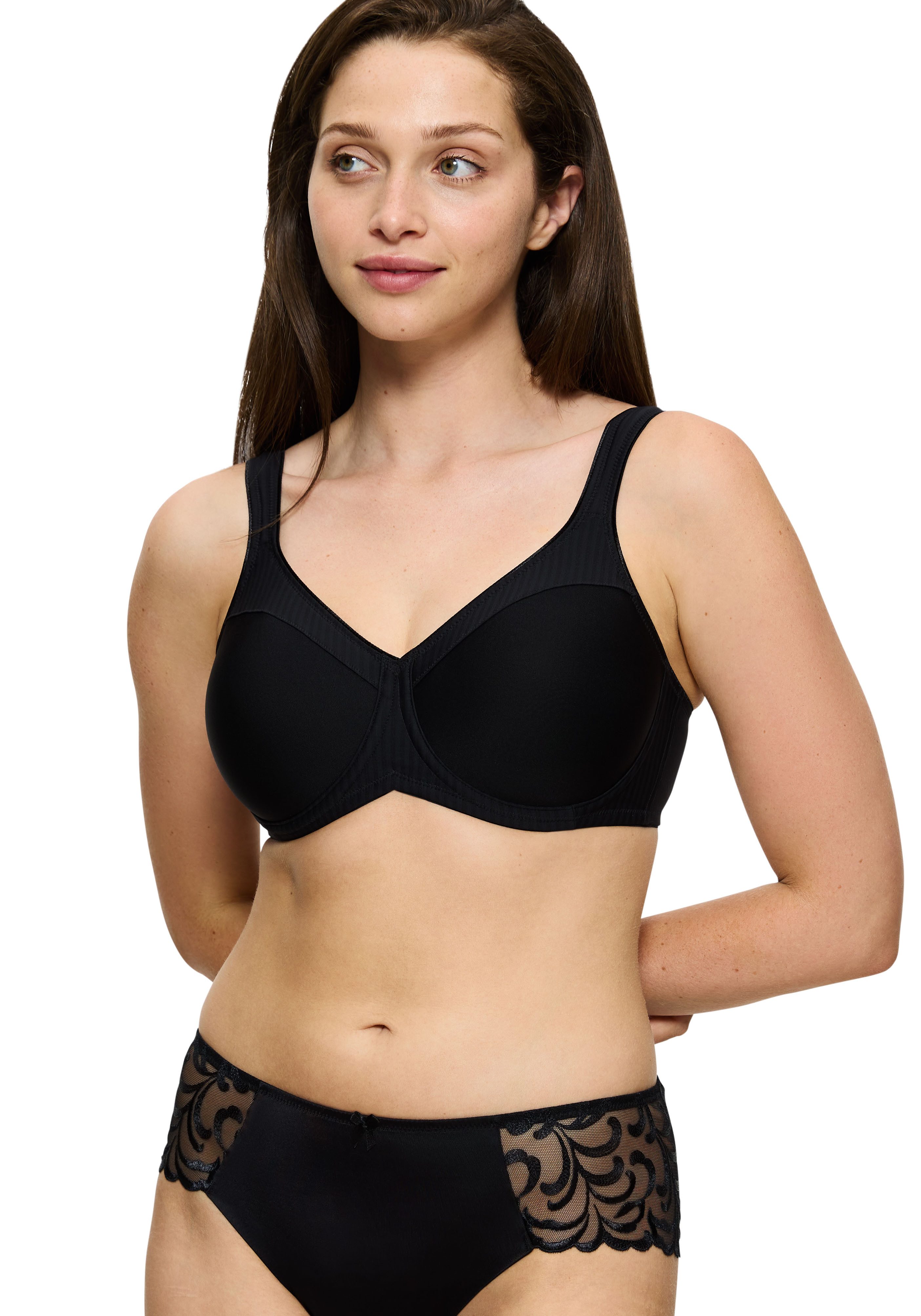 Triumph Minimizer-bh Modern Soft+Cotton W01 maakt de borst optisch kleiner met een cupmaat dames minimizer bh's maat 100 F zwart