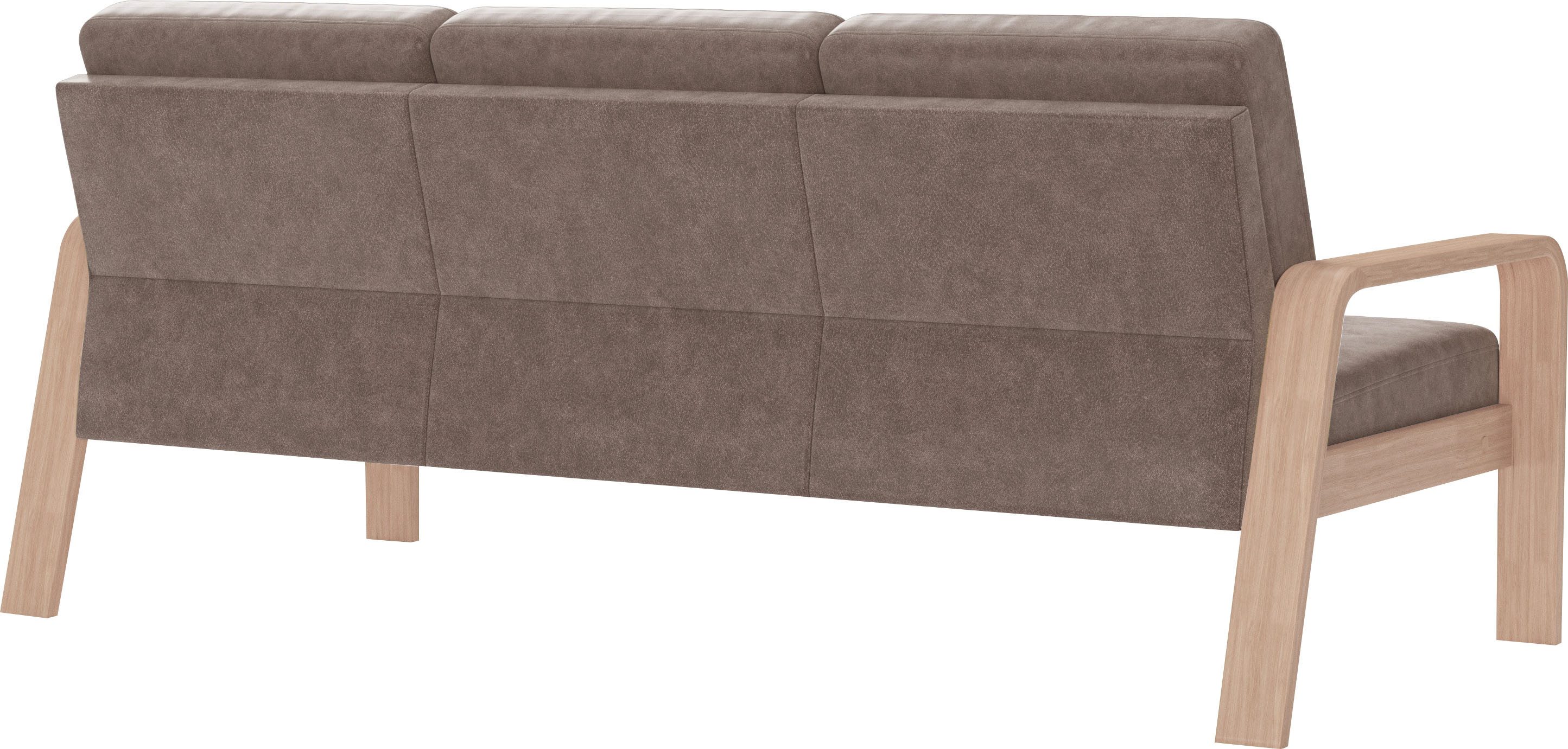 sit&more 3-zitsbank Kolding Armleuningen van natuurlijk beukenhout, verschillende bekledingen en kleuren