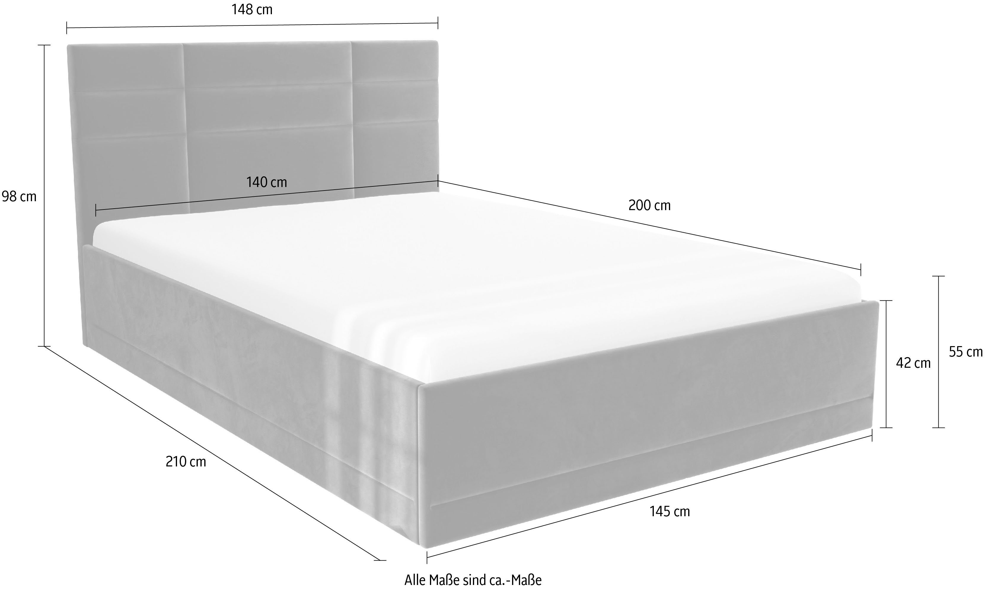 Westfalia Polsterbetten Gestoffeerd bed Praag keuze uit 3 matrastypes, met of zonder bedlade
