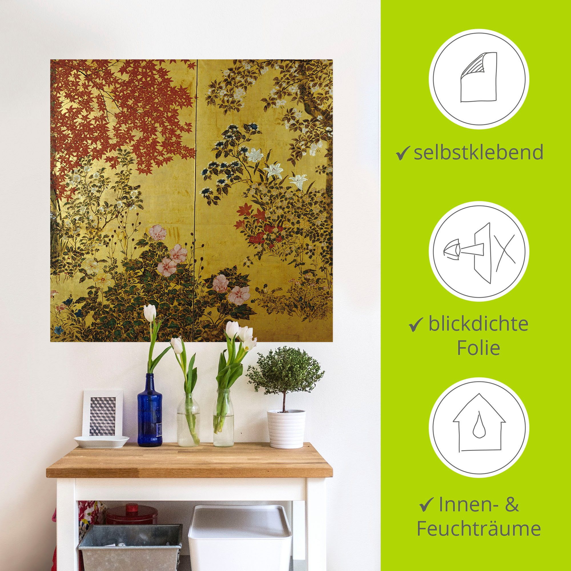 Artland Artprint Japans scherm 18e eeuw als artprint op linnen, poster, muursticker in verschillende maten