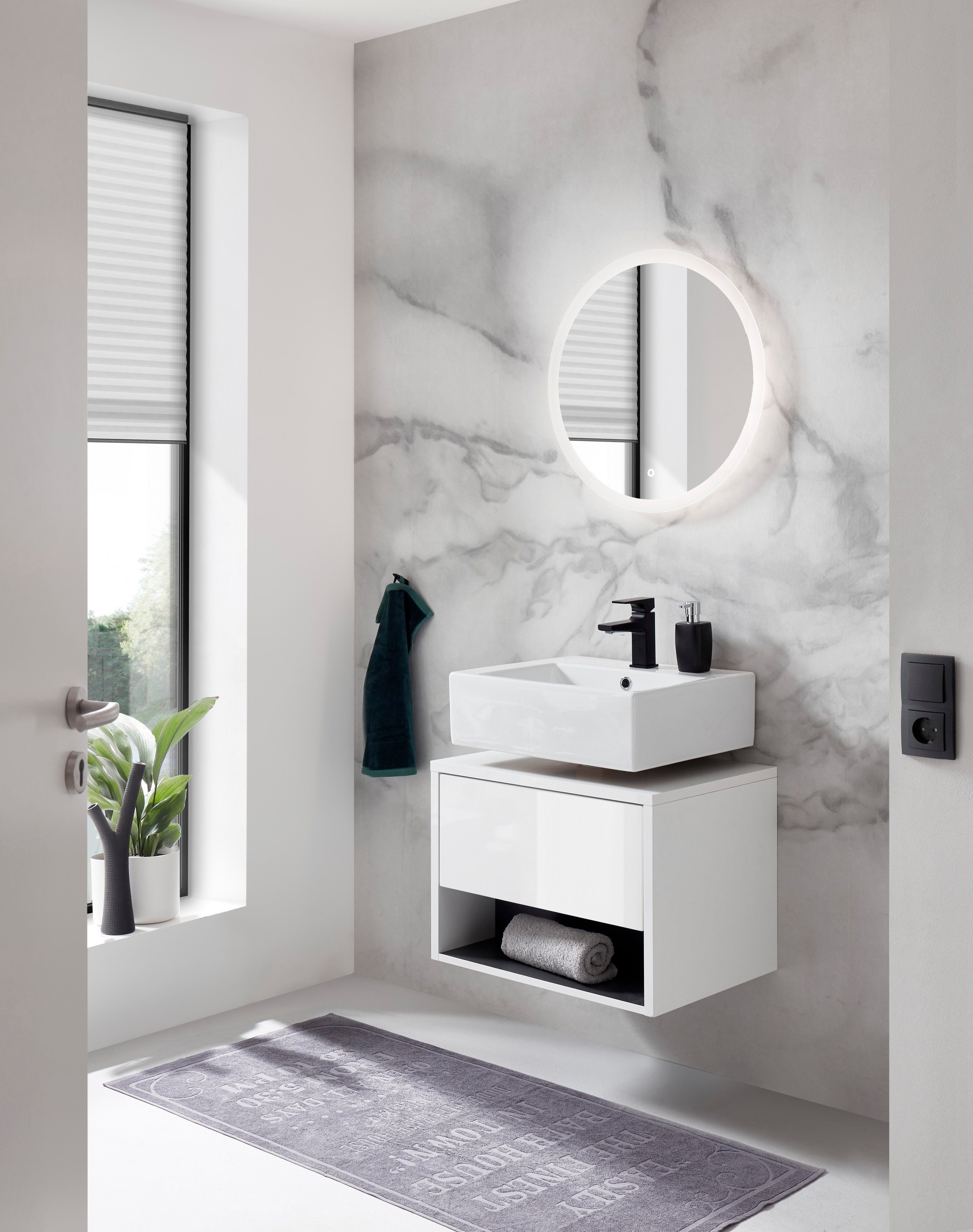 Places of Style Badmeubelset Studio Line, bad in modern ontwerp, 2-delig badkamer Onderkast en spiegel, in twee kleuren beschikbaar, veel opbergruimte (2 stuks)