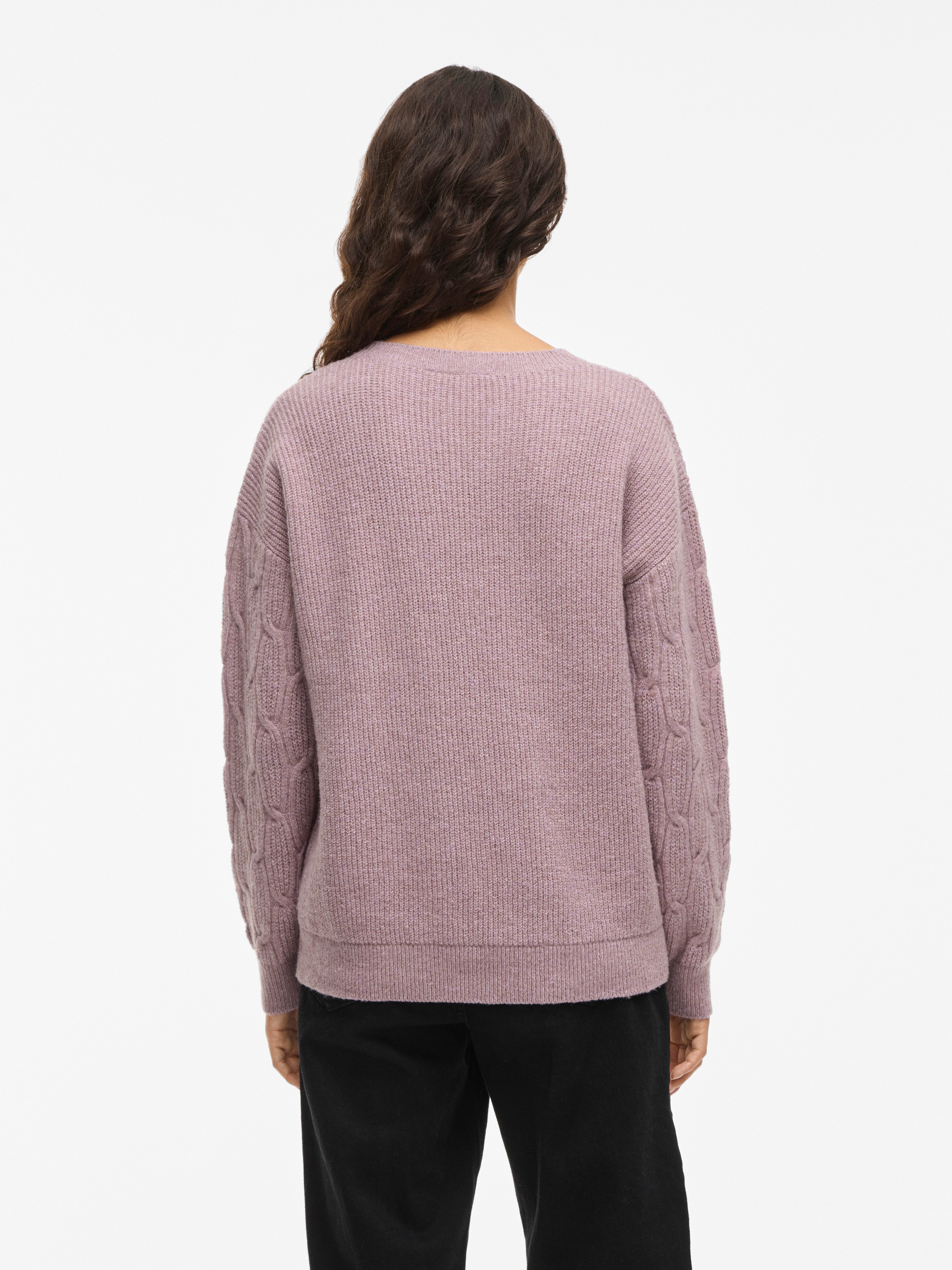 Vila Gebreide trui VILASSIA O-NECK L/S CABEL KNIT TOP -NOOS