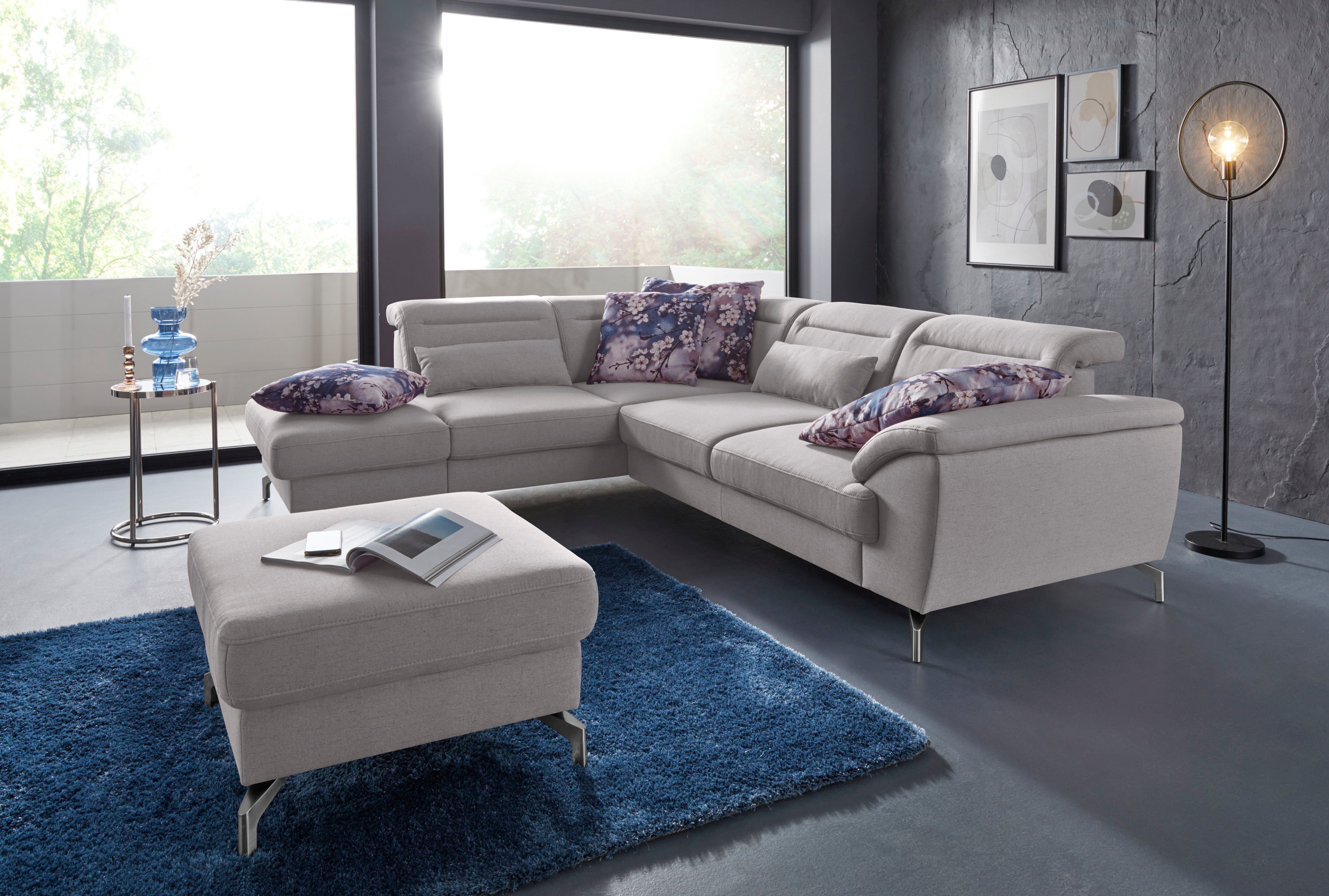 Sit&more Hoekbank Percy L-vorm 12 cm poothoogte, zitdiepteverstelling, naar keuze in 2 pootkleuren