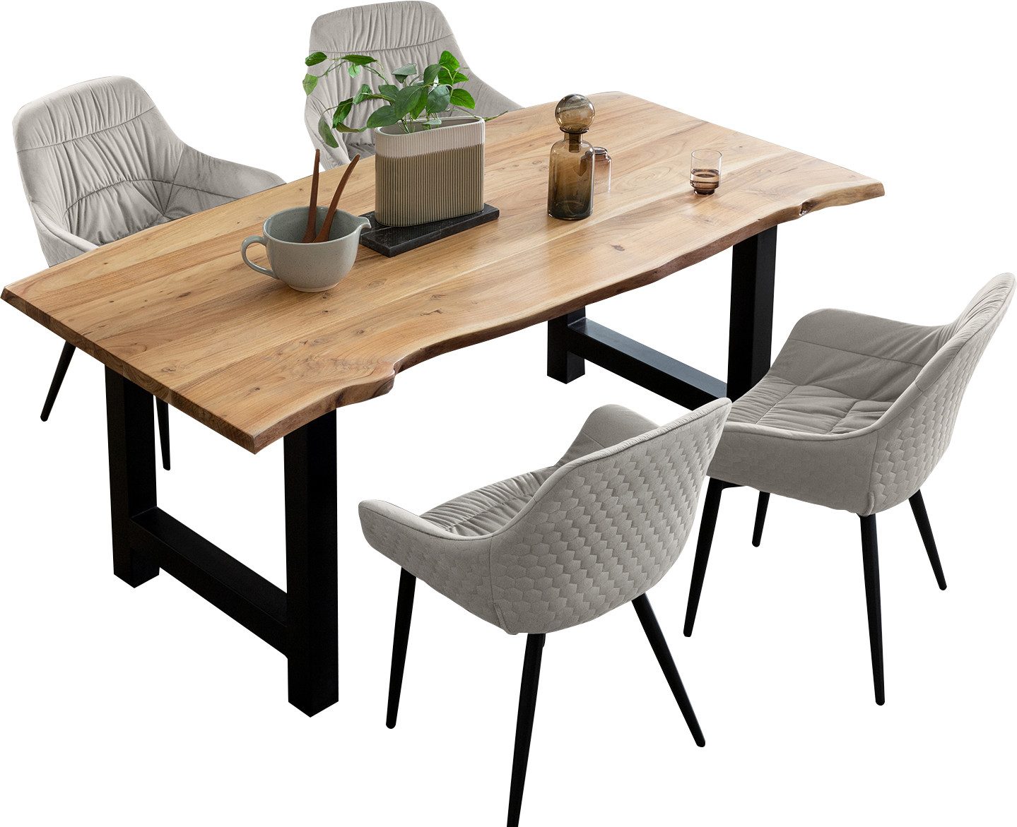 SalesFever Eethoek Massief hout geolied en tweevoudig gewaxt (set, 5-delig)