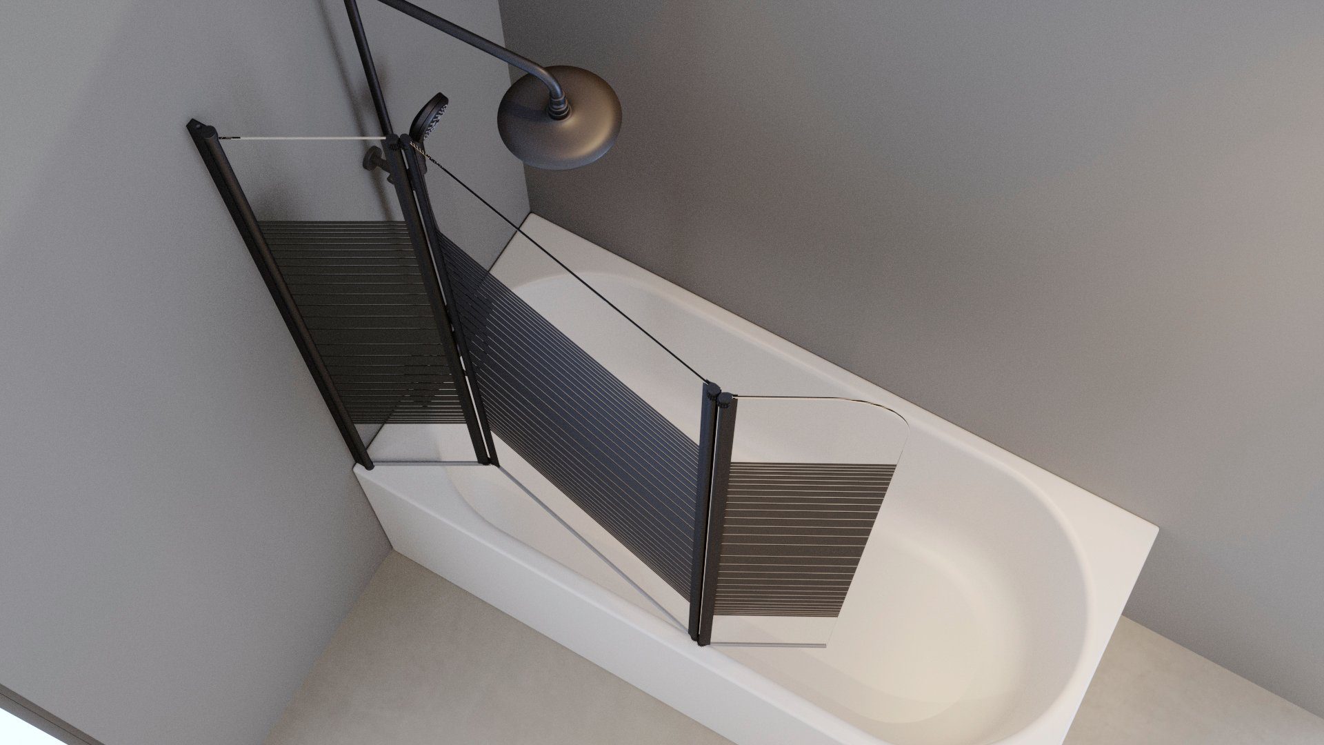 Marwell Badscherm White stripes met bescherming tegen inkijk, breedte: 125 cm, 125 cm x 3 cm (3-delig)