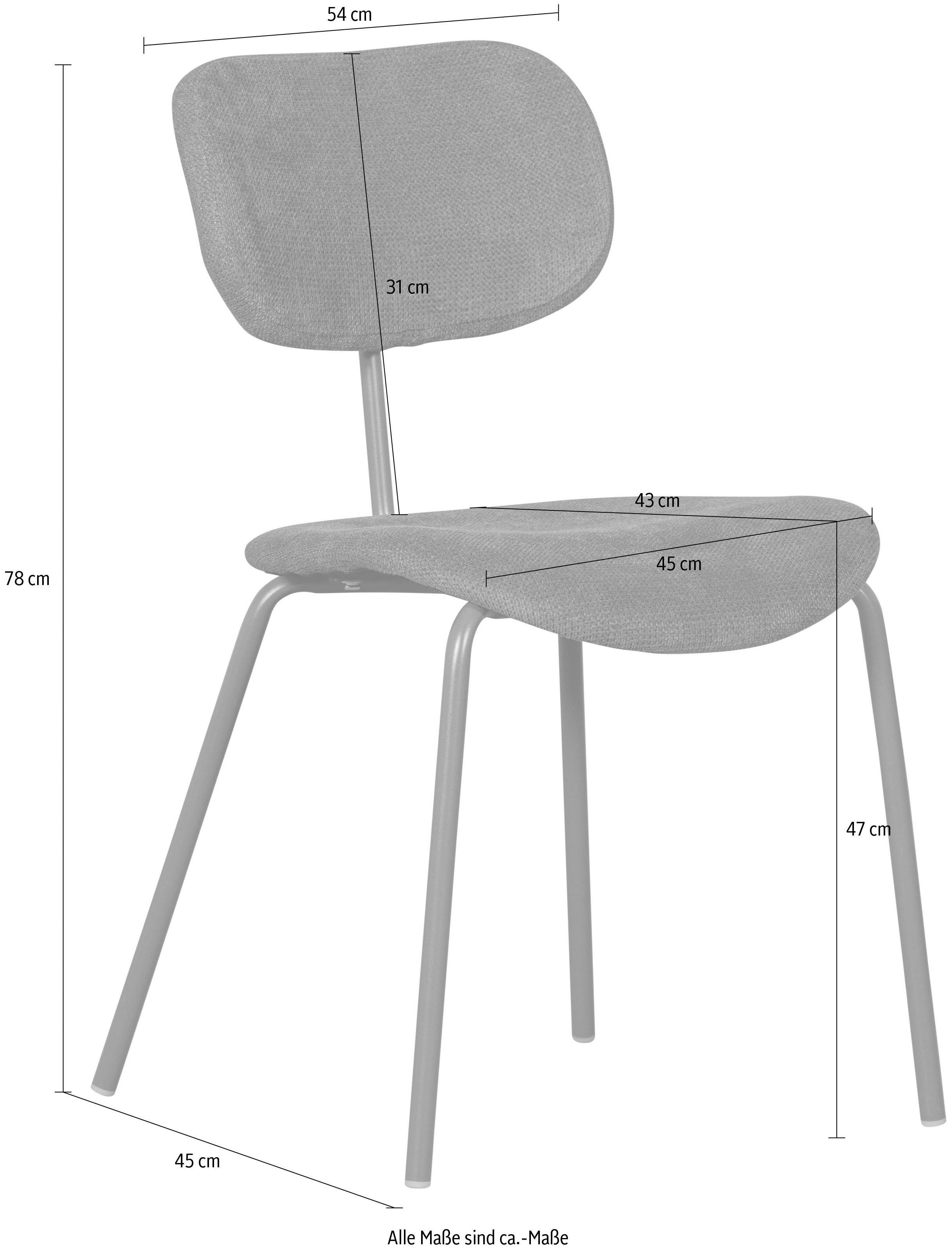 WOOOD Eetkamerstoel Link slank ontwerp, gepolsterd, hoogte 93 cm x breedte 79 cm (set, 2 stuks)