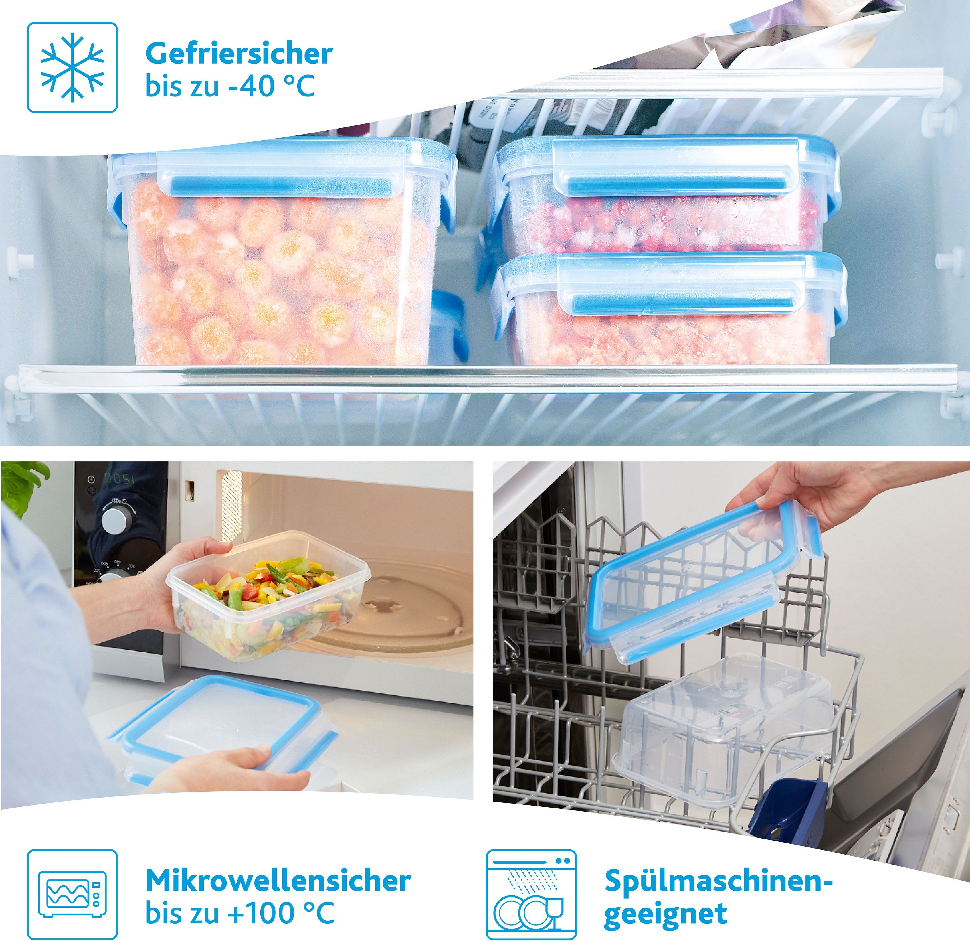 Emsa Vershoudtrommel Clip & Close Set: 10-delig, 5x0,8L, 5x deksel, kunststof, hygiënisch, versheidafdichting (set, 10-delig)
