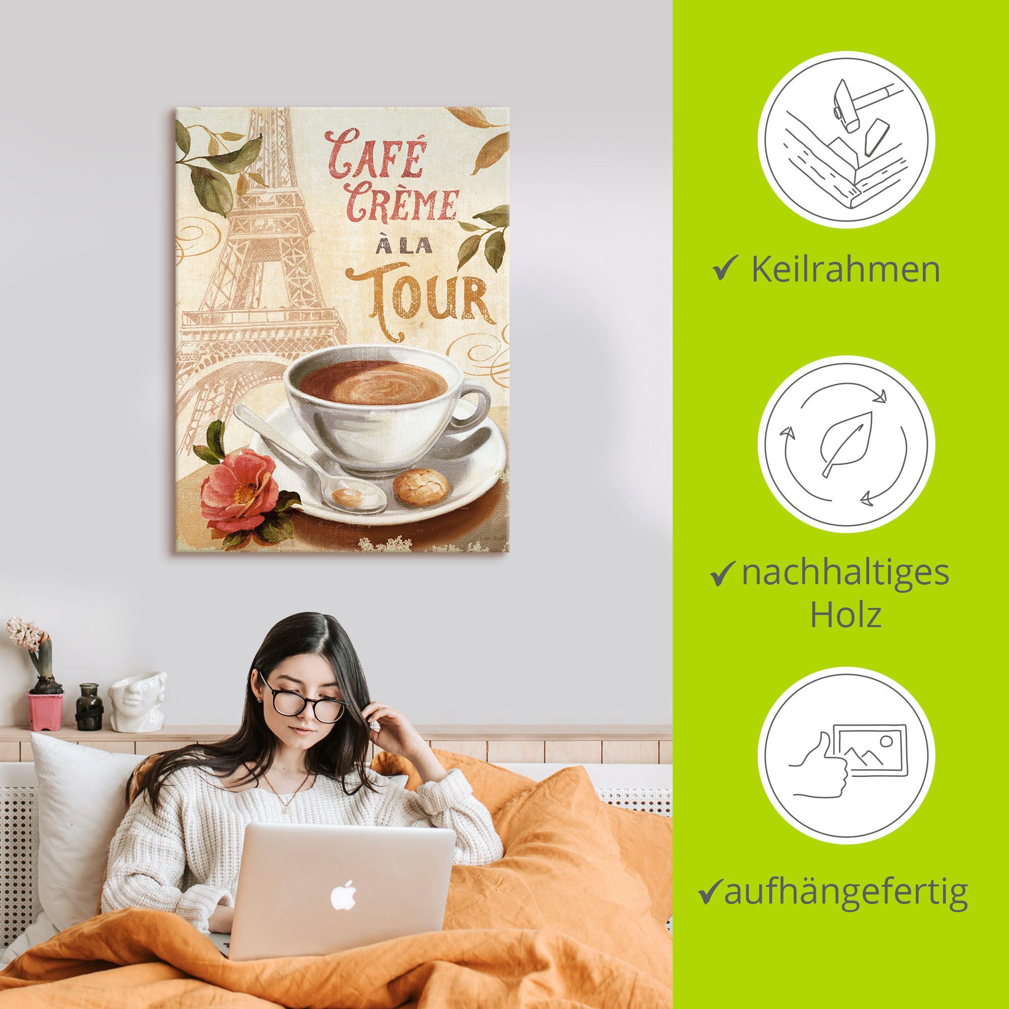 Artland Artprint op linnen Koffie in Europa II gespannen op een spieraam