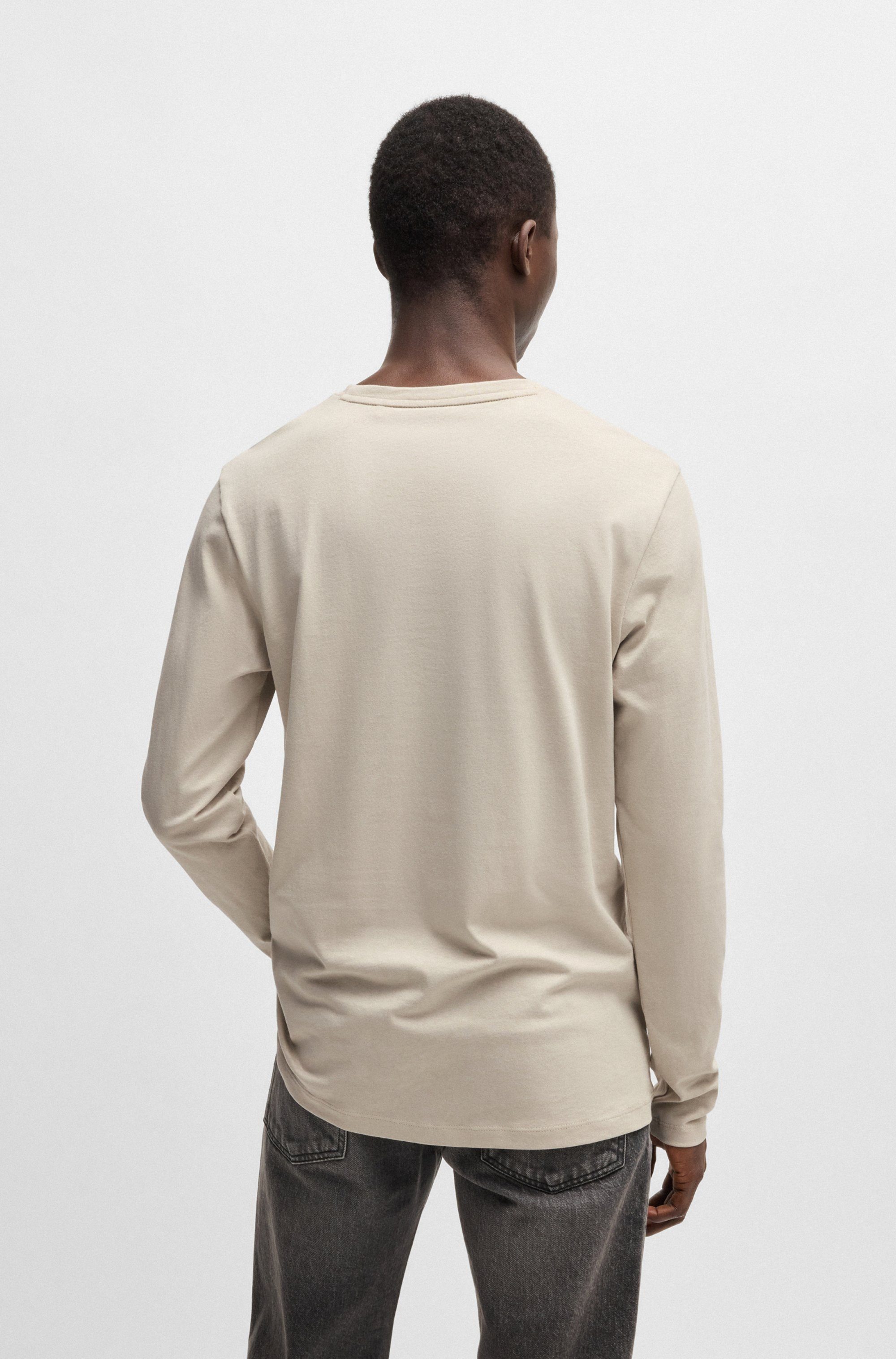 Boss Orange Shirt met lange mouwen Tacks met merkembleem op de borst