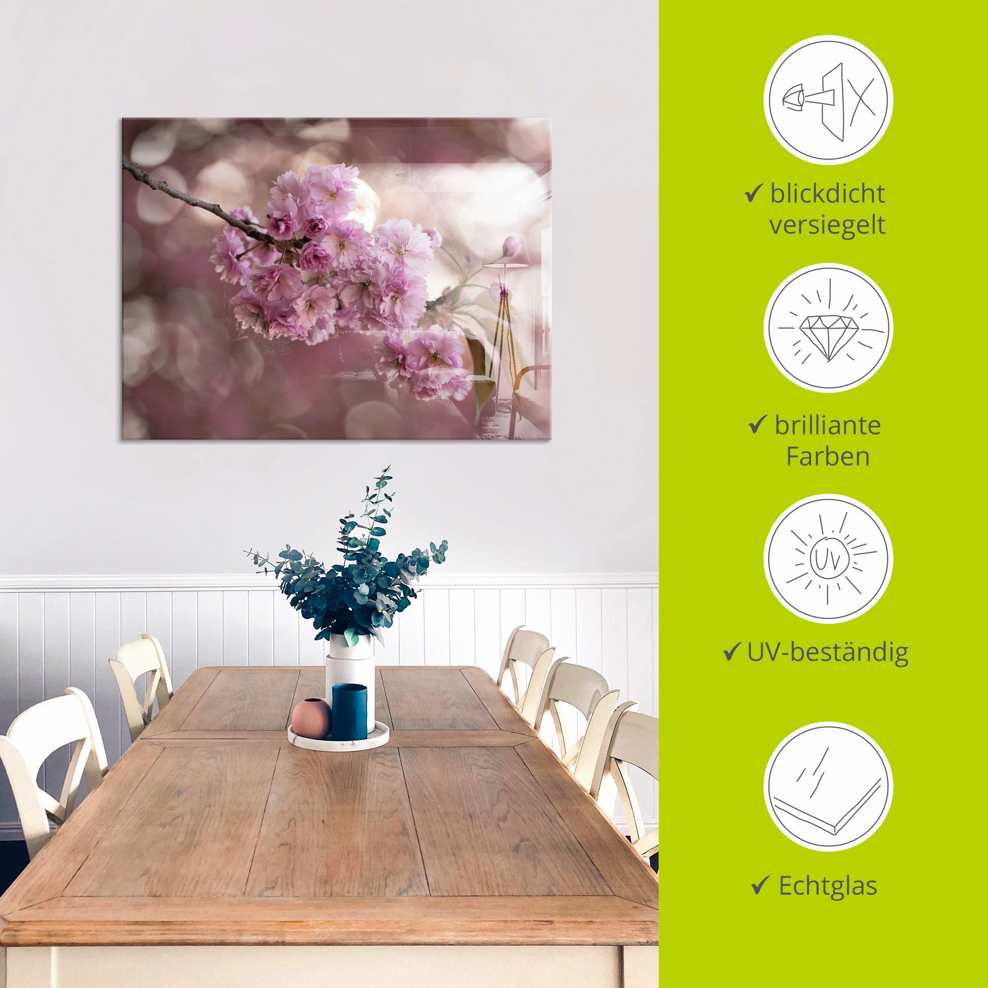 Artland Print op glas Japanse kersenbloesem in Love III