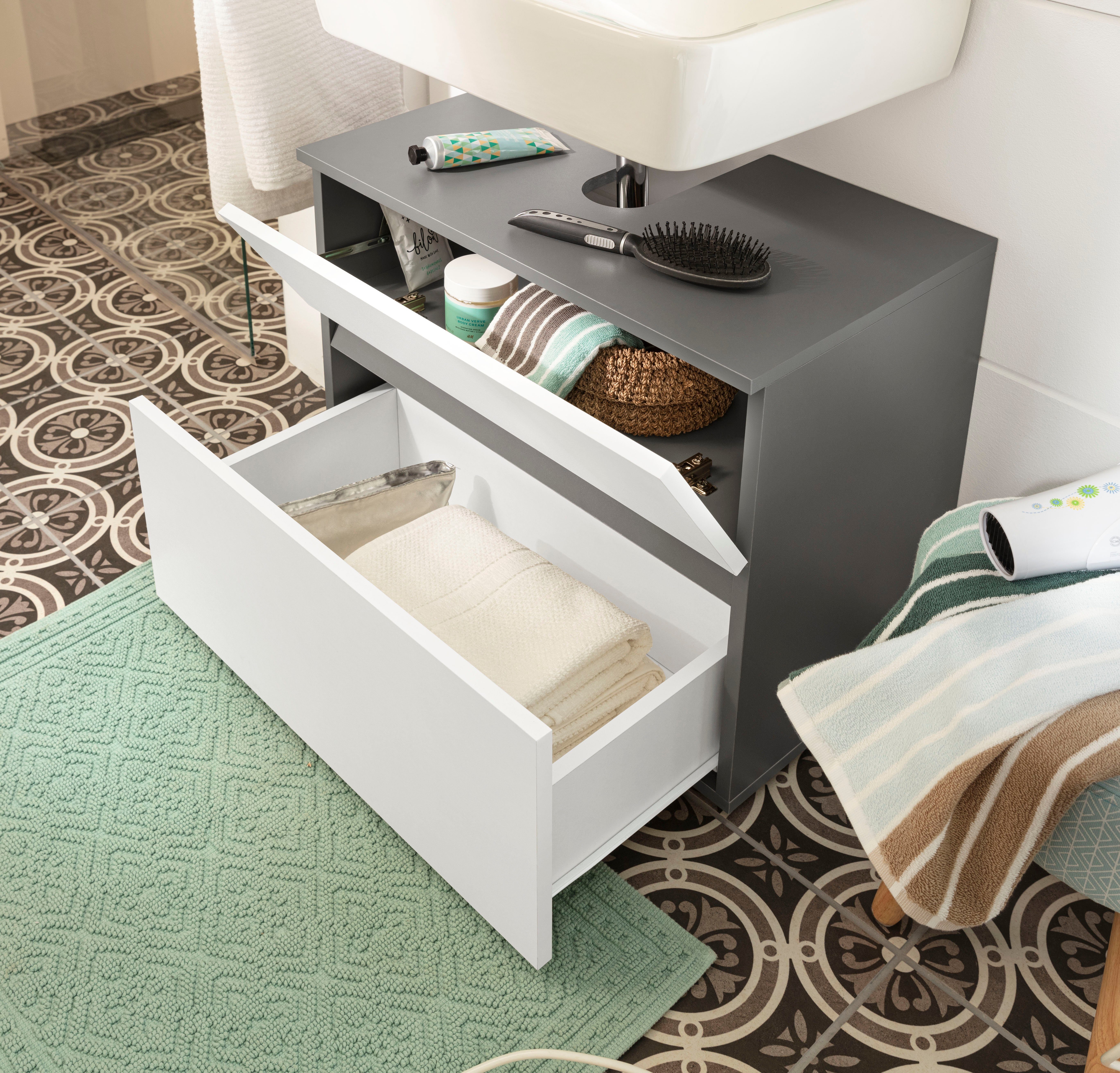 Home affaire Wastafelonderkast Wisla Sifon uitsparing, push-to-open functie, breedte 60 cm, hoogte 55 cm