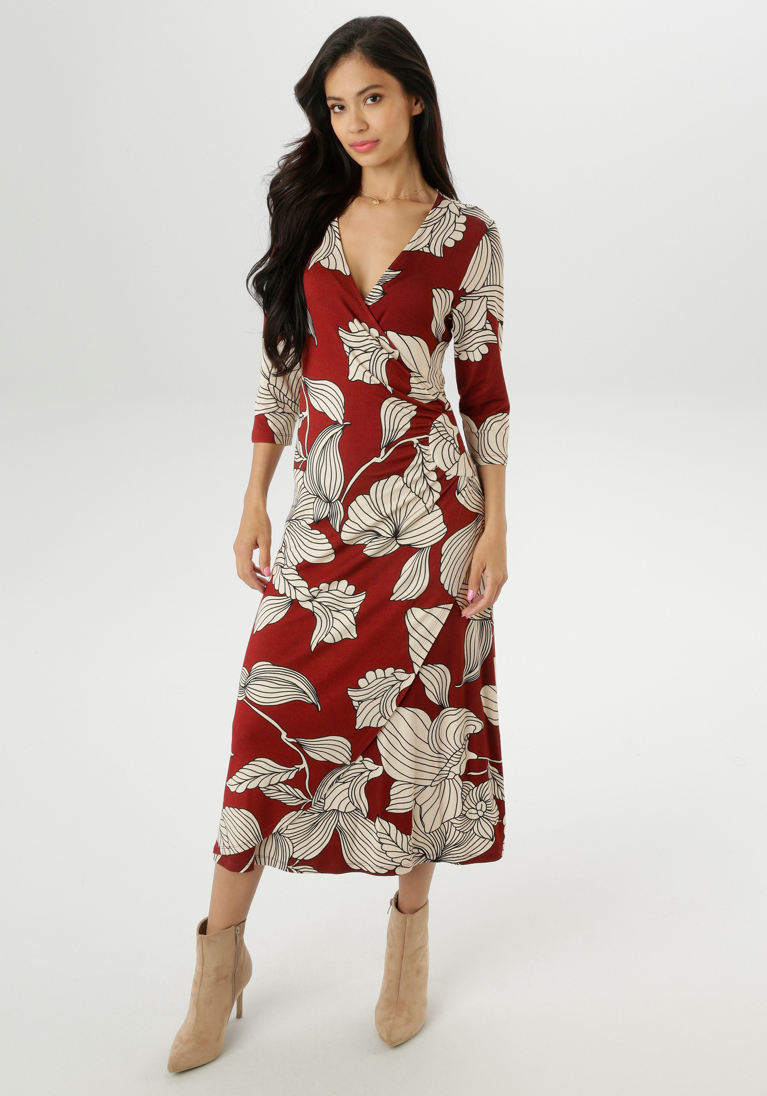 Aniston SELECTED Jerseyjurk met v-hals in wikkel-look - nieuwe collectie