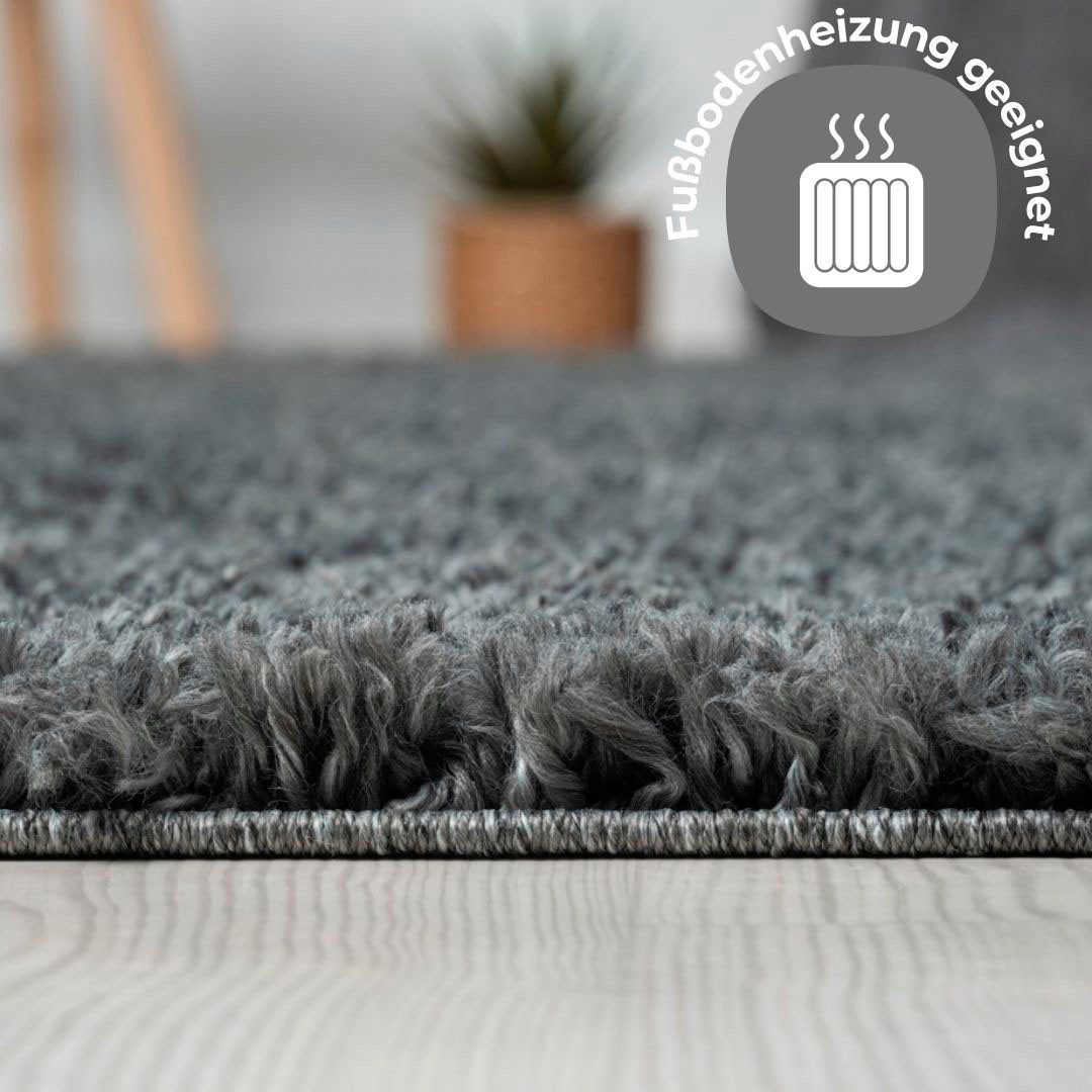 my home Hoogpolig vloerkleed Banji Uni-kleuren, zacht en fluffy, ook als rechthoekig verkrijgbaar