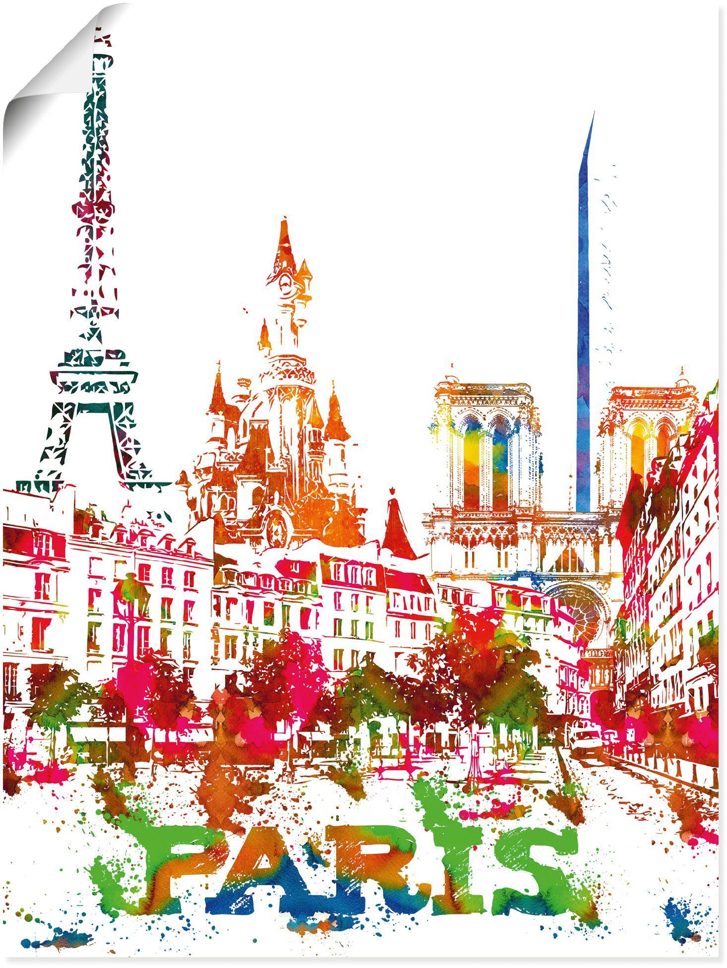 Artland Artprint Parijs grafisch als artprint van aluminium, artprint voor buiten, poster in diverse formaten foto schilderijen maat 30 cm x 40 cm