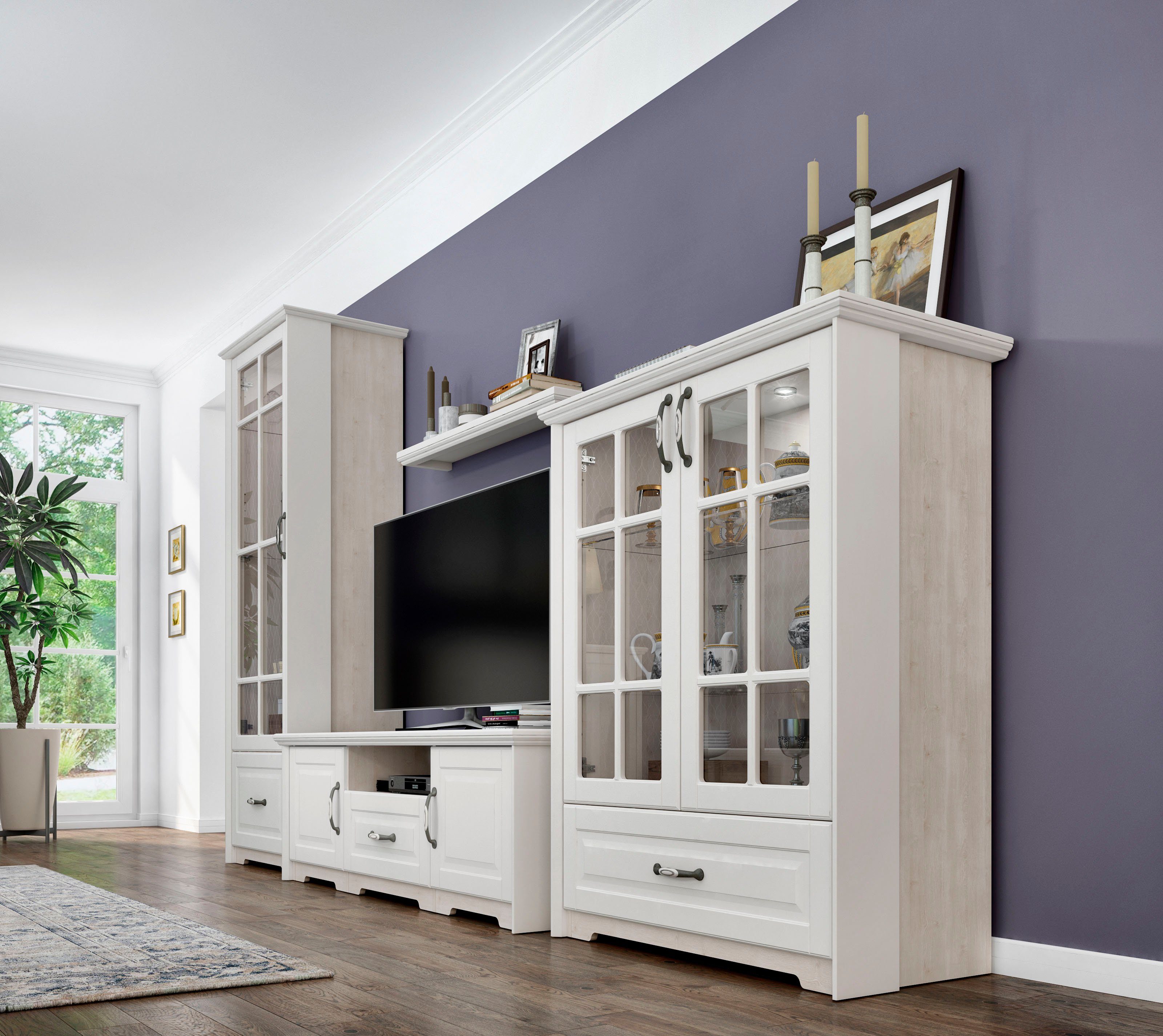 Home affaire Vitrinekast Evergreen Uv gelakt, deur met veiligheidsglas en soft-closefunctie