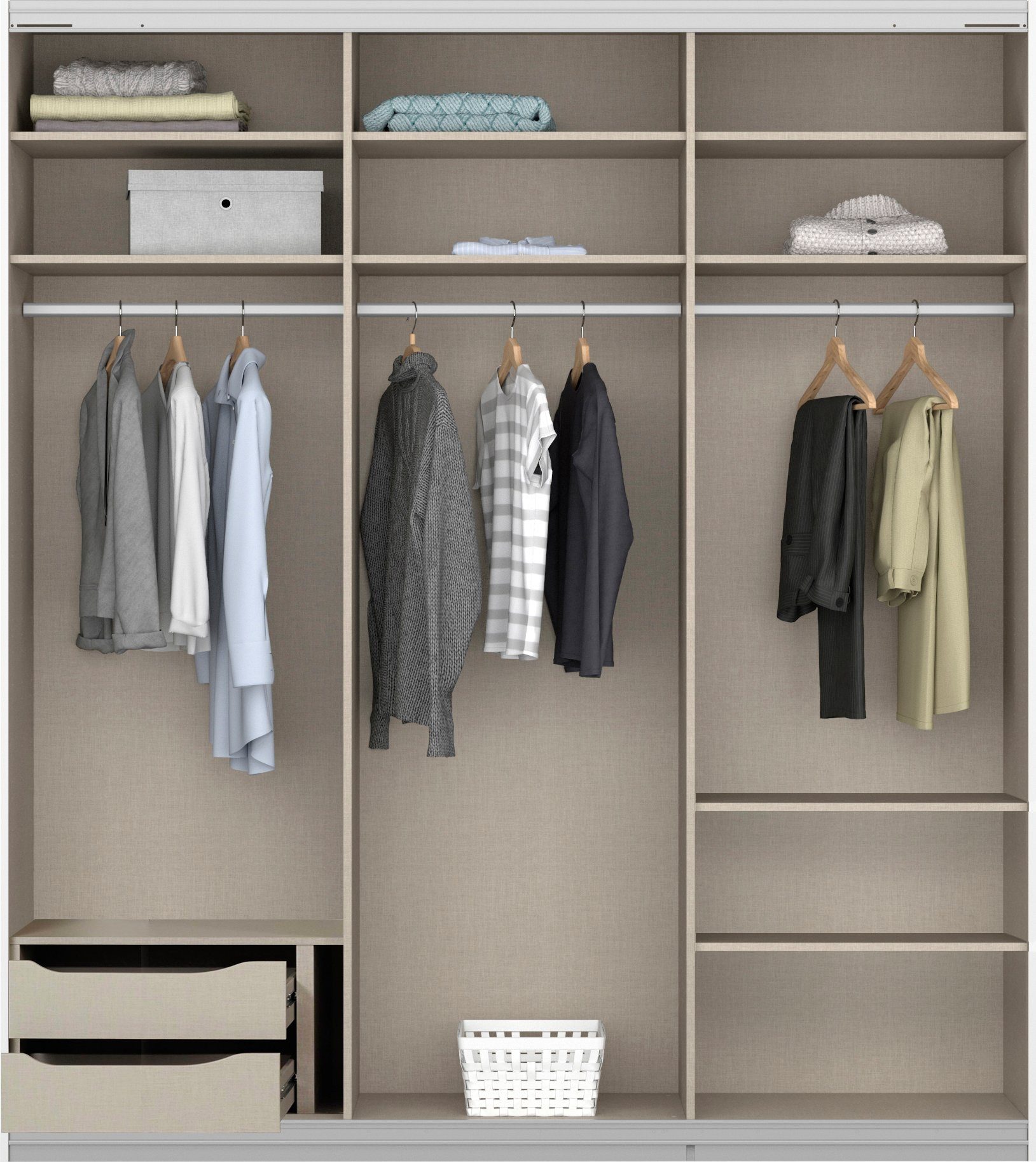rauch Zweefdeurkast Kledingkast kast garderobe ORACLE met spiegelfront inclusief lade-inzet en extra legplanken made in germany