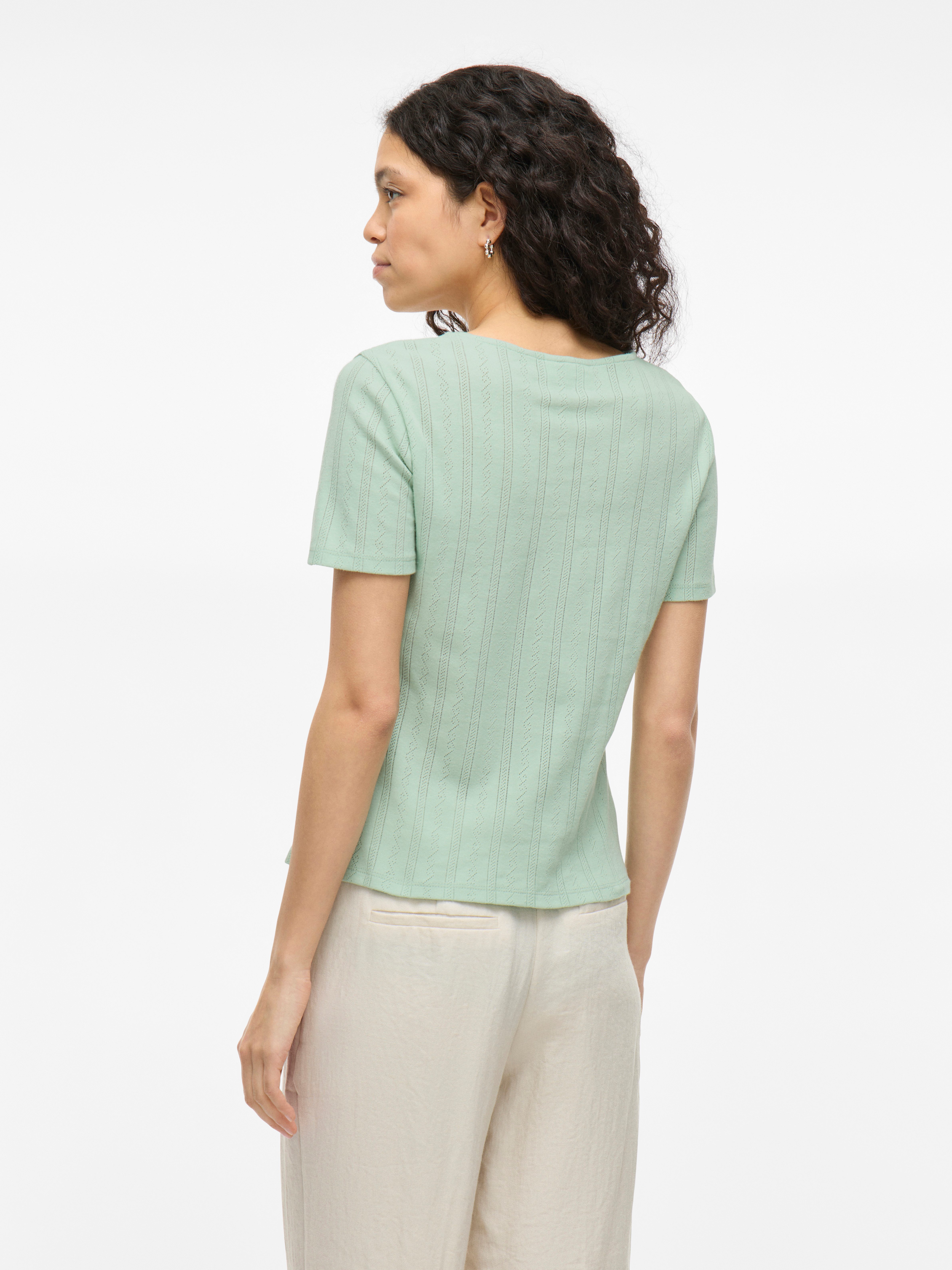 Vila Shirt met korte mouwen VIKASSIE S/S POINTELLE TOP - NOOS