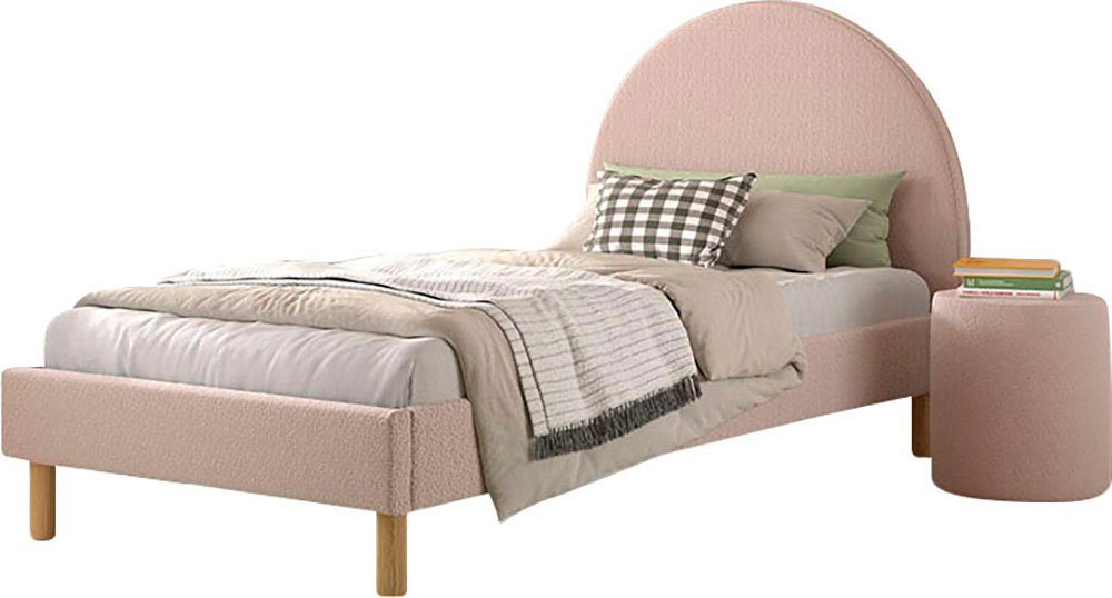 Vipack Slaapkamerserie Gestoffeerd bed Moon Ligoppervlak 90 x 200 cm, incl. lattenbodem, bekleding van boucléstof, optioneel 4 kleuren complete