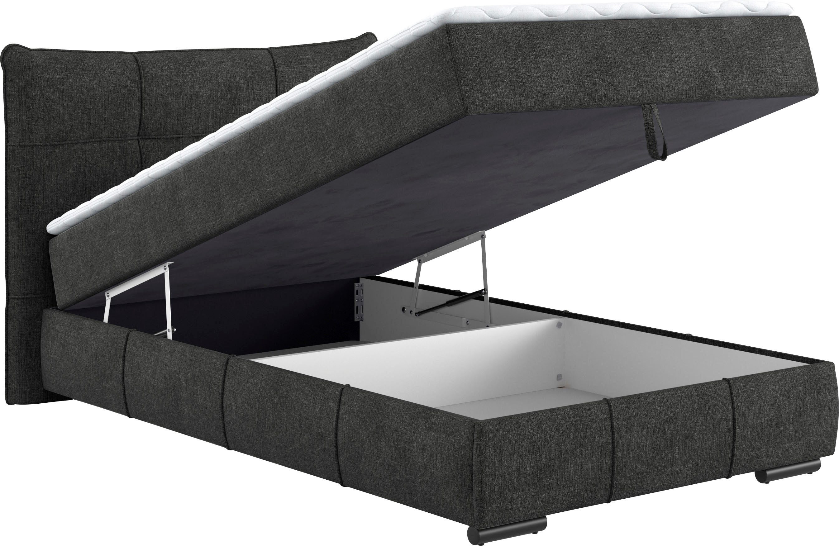 Mr. Couch Boxspring Brewdley met bedkist, incl. matras Topmatras en sierkussen, in verschillende hardheden beschikbaar