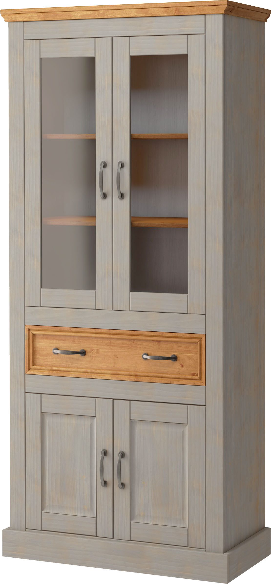 Home affaire Vitrinekast Selma Hoogte 180 cm (2-deurs) vitrinekasten grijs