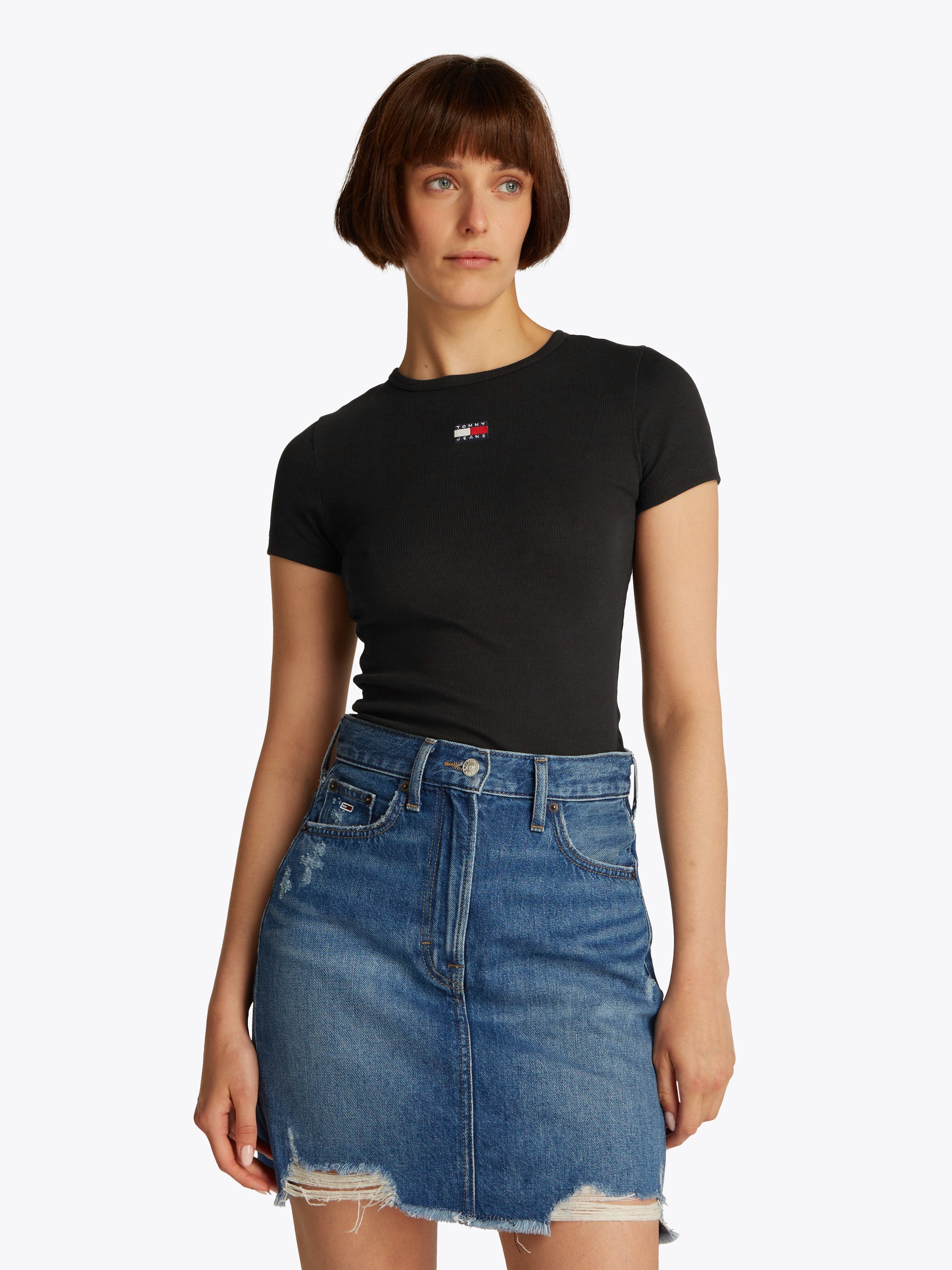 TOMMY JEANS Shirt met korte mouwen TJW SLIM BADGE RIB TEE