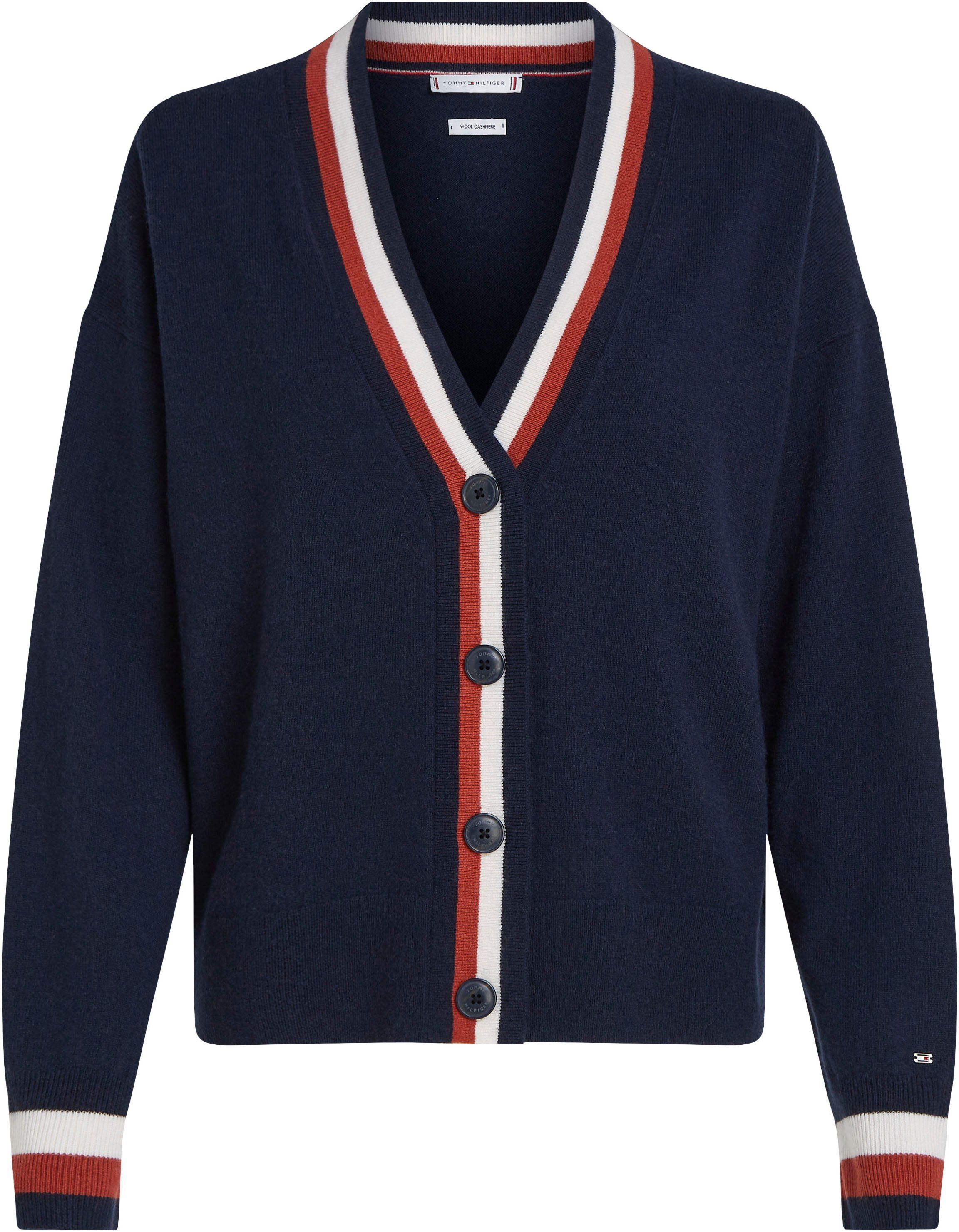 Tommy Hilfiger Vest GLOBAL STP WOOL CASH CARDIGAN met tommy hilfiger global stripe (Global Serie TH VROUWEN)